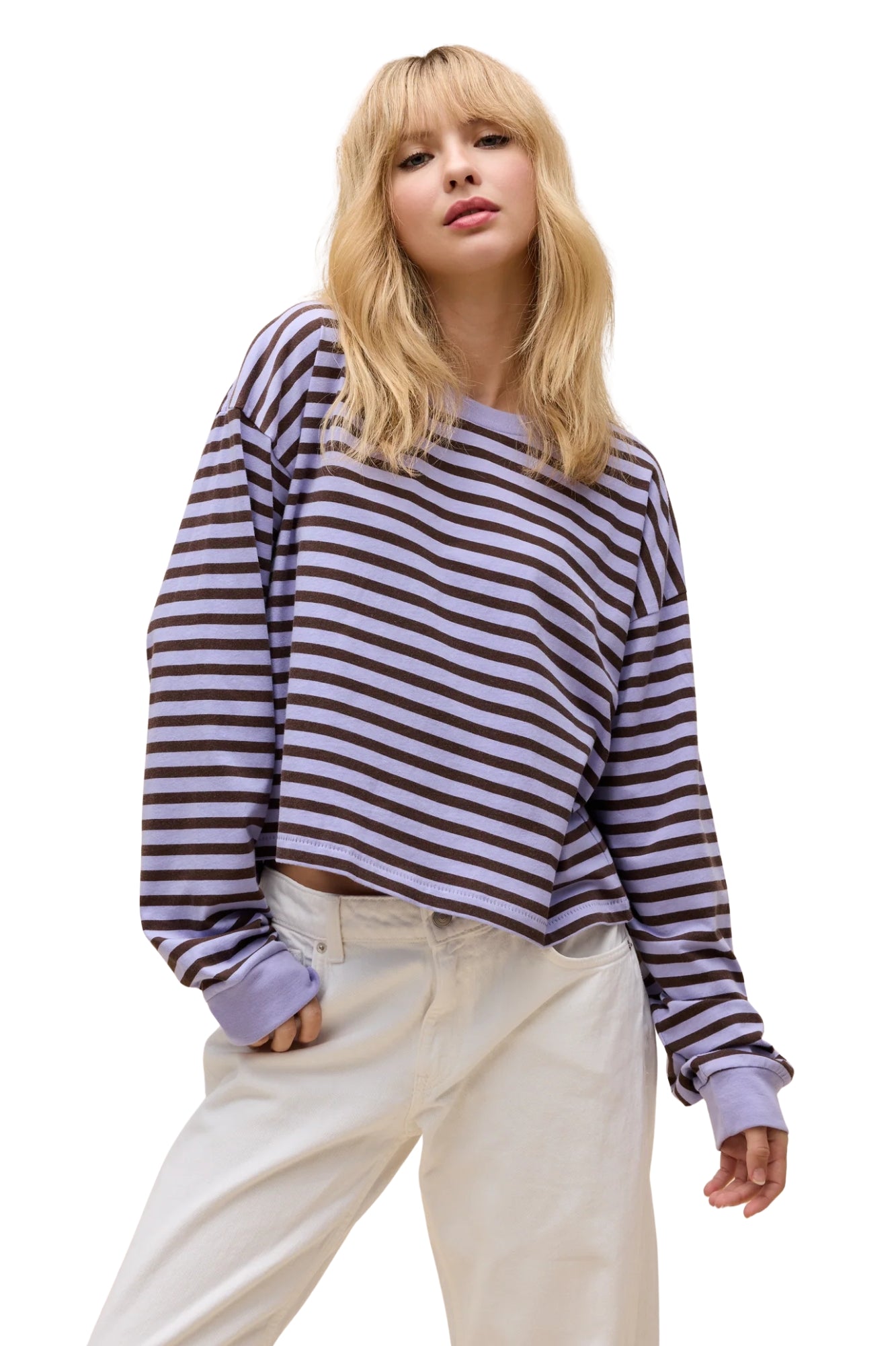 STRIPE MEET & GREET LONG SLEVEE AMETHYST HAZE