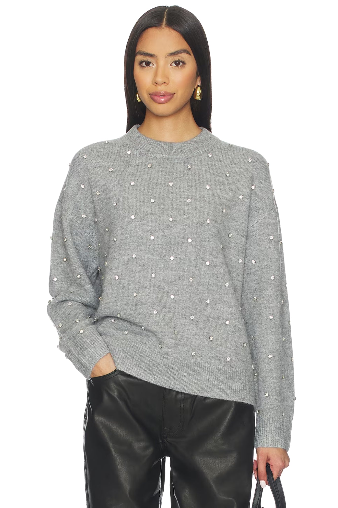 AURA RELAXED CHARCOAL ECREW NECK  SWEATER