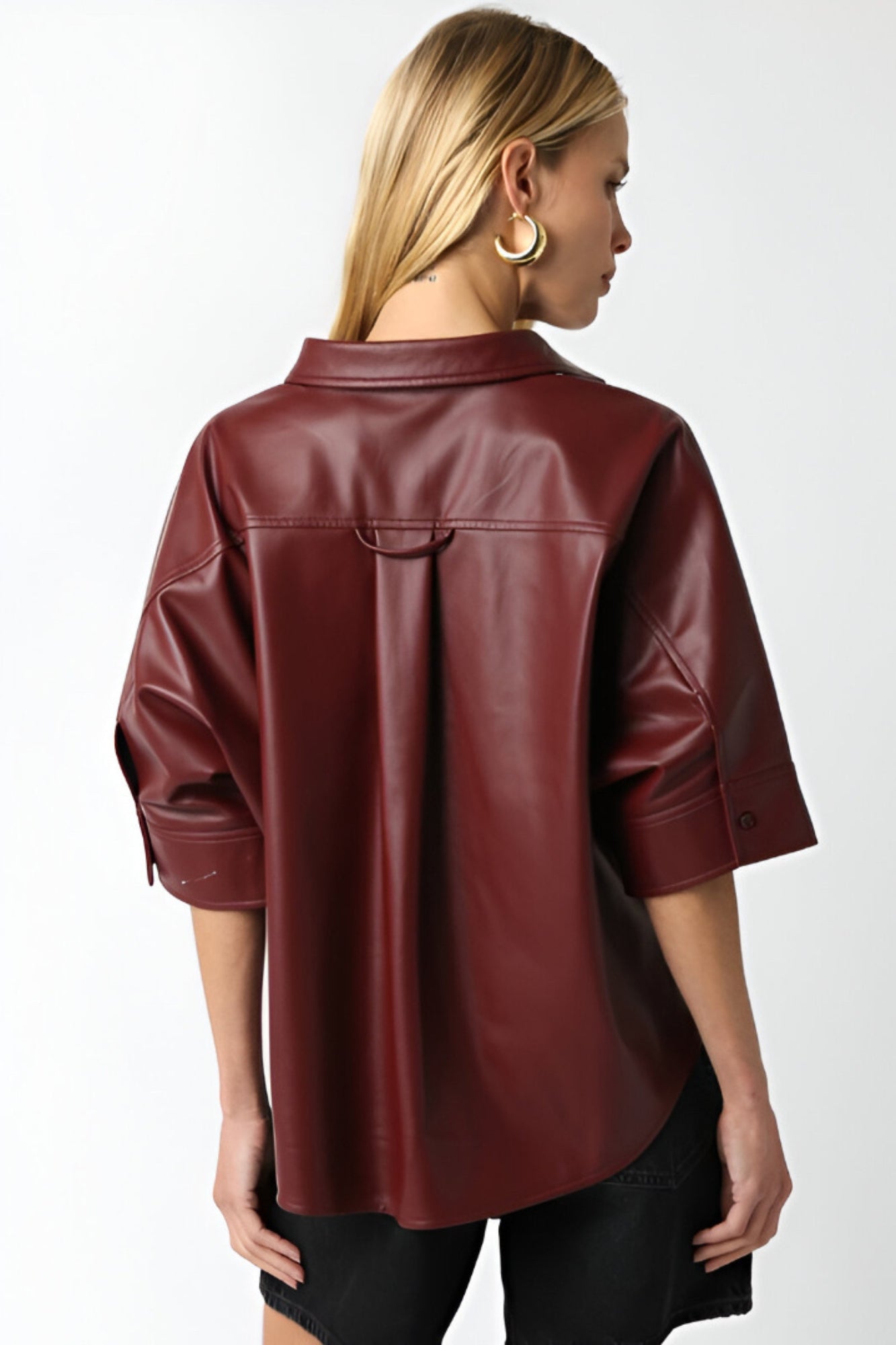 EVE BURGUNDY PU SHIRT