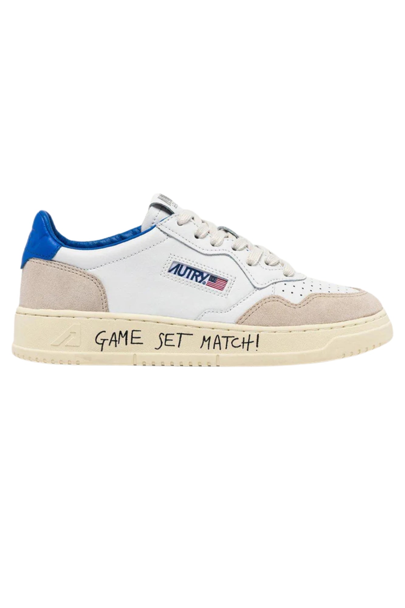 MEDALIST LOW SNEAKERS IN WHITE AND PALACE BLUE LEATHER WITH LETTERING