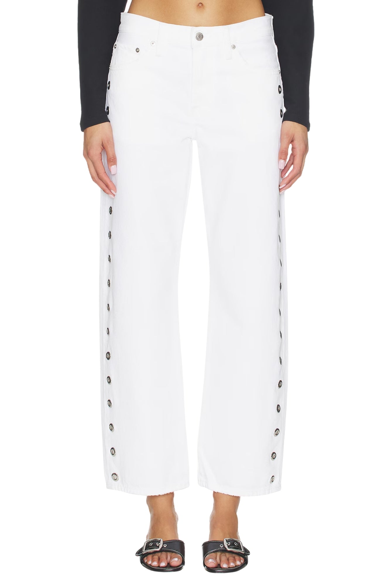 LEXI MID RISE BOWED STRAIGT VIVID WHITE JEAN