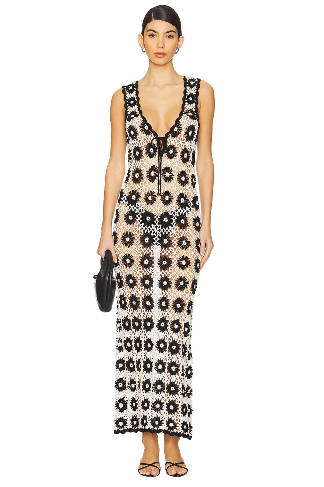 VACAY TANK COVERUP CHECKERS FLORAL CROCHET