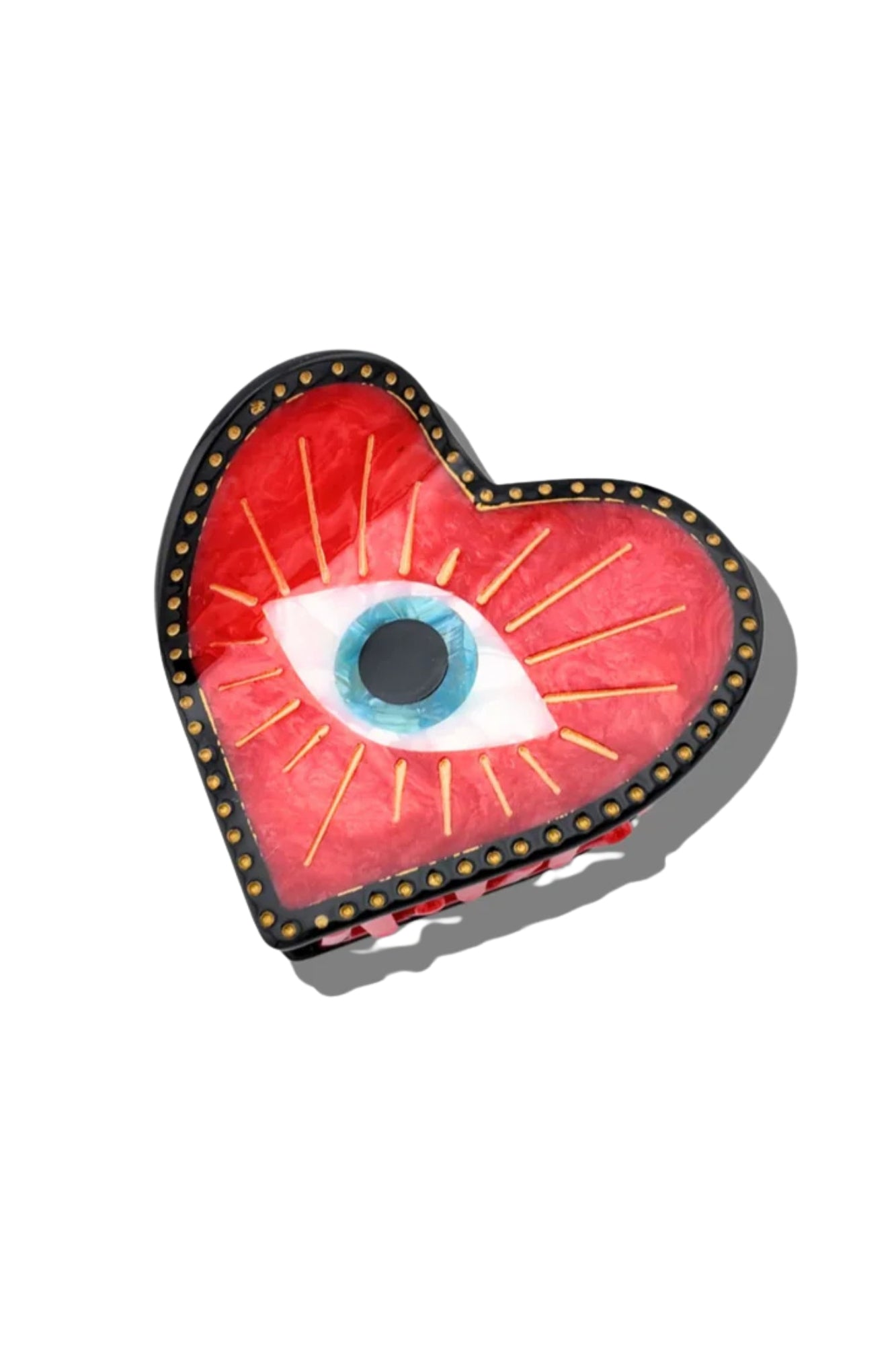 HAND PAINTED LUCKY EYE HEART HAIR CLAW  CLIP