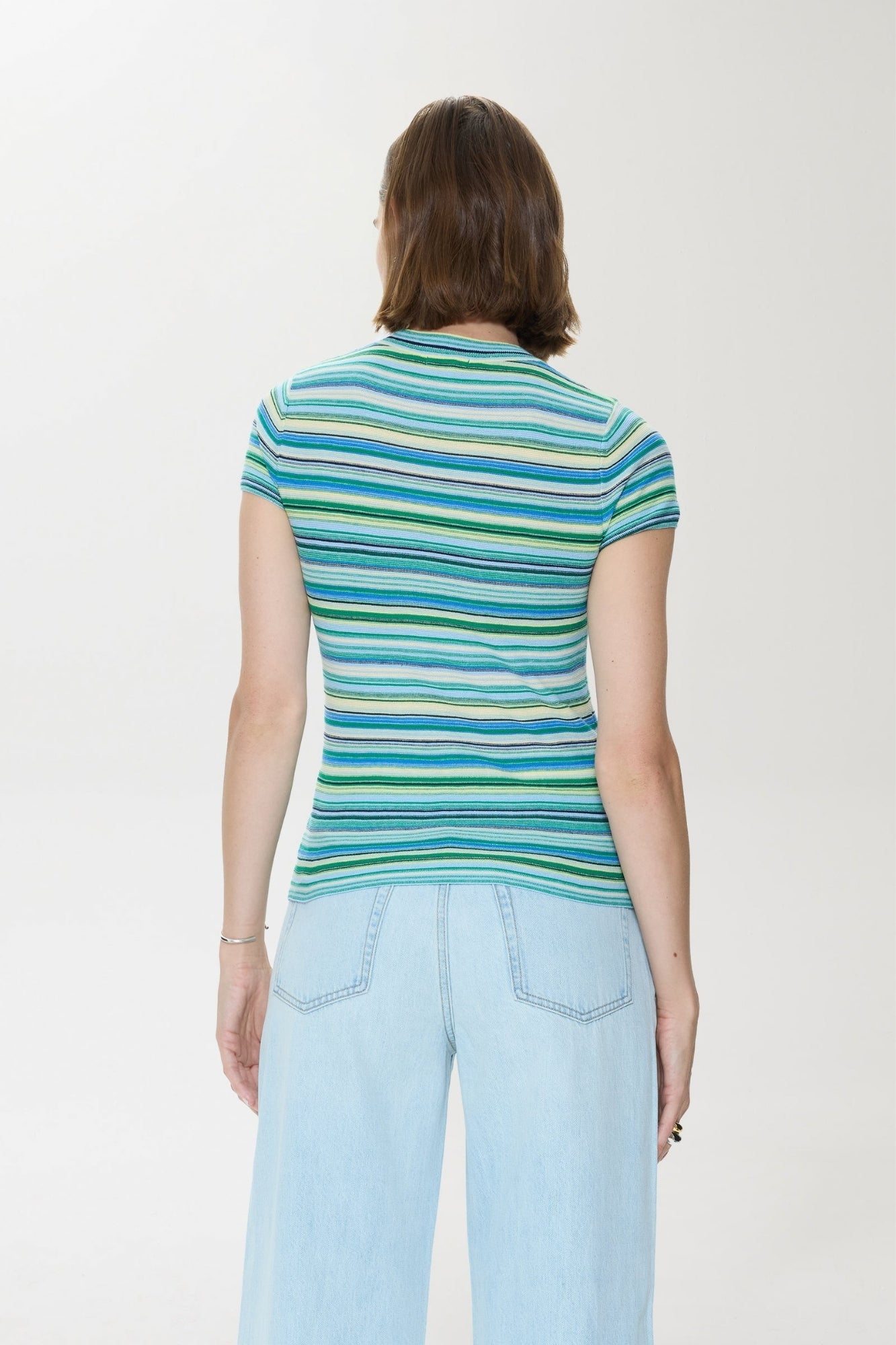 SELENE SHORT SLEEVE BLUE GREEN SWEATER TEE