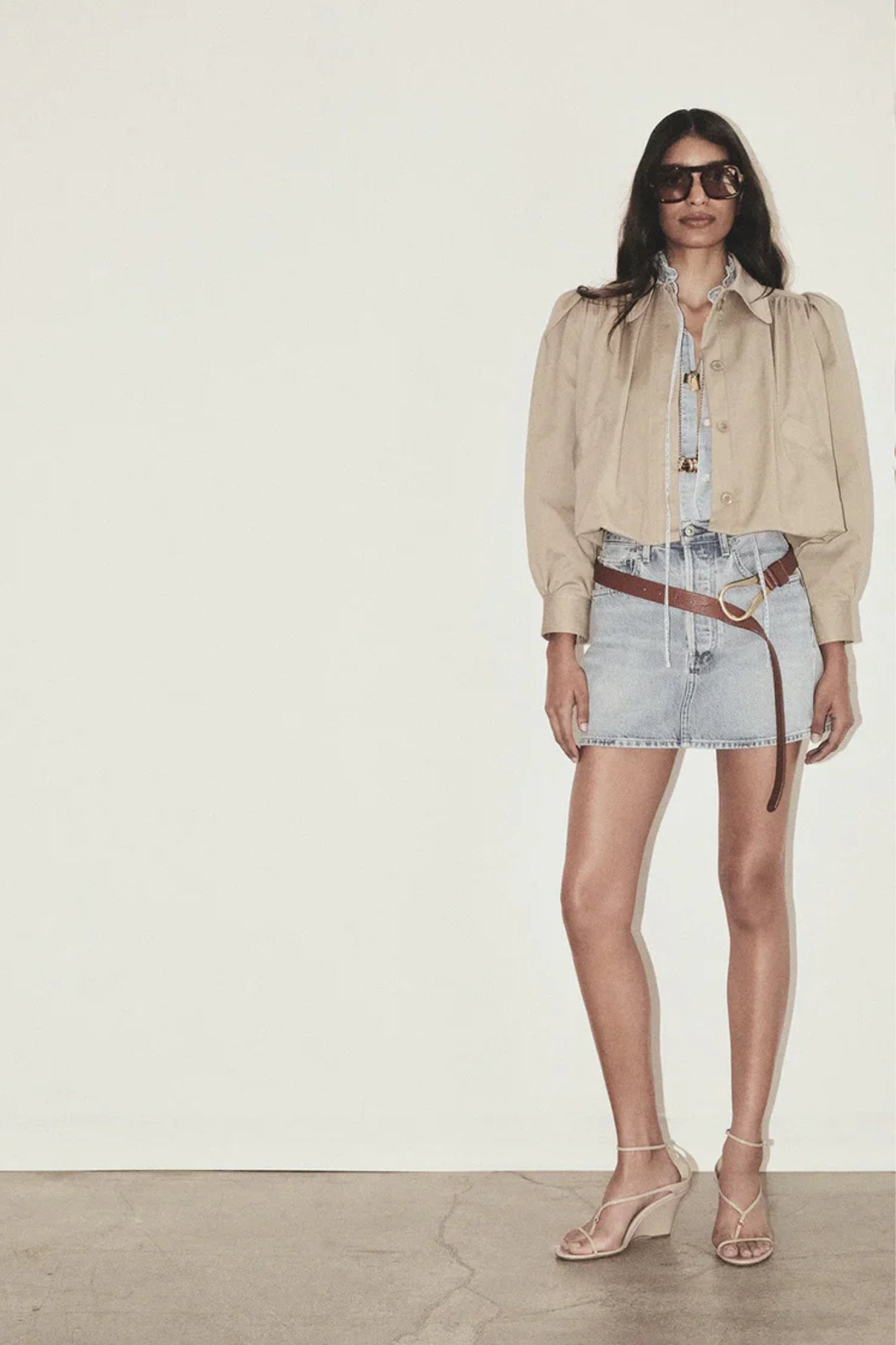 EVERLY SHIRRED CROP JACKET IN CATALINA