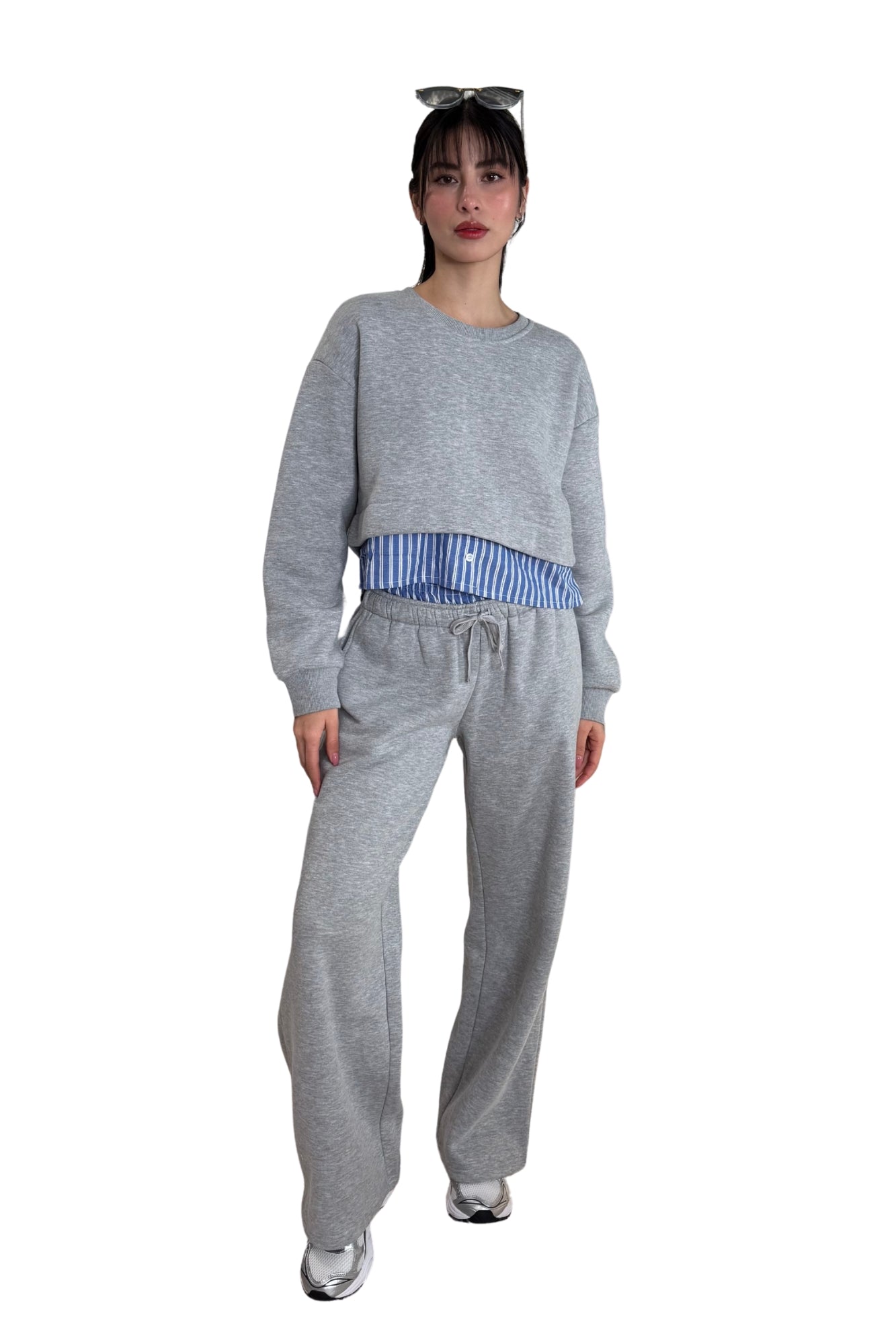 POPLIN GRAY AND WHITE SET