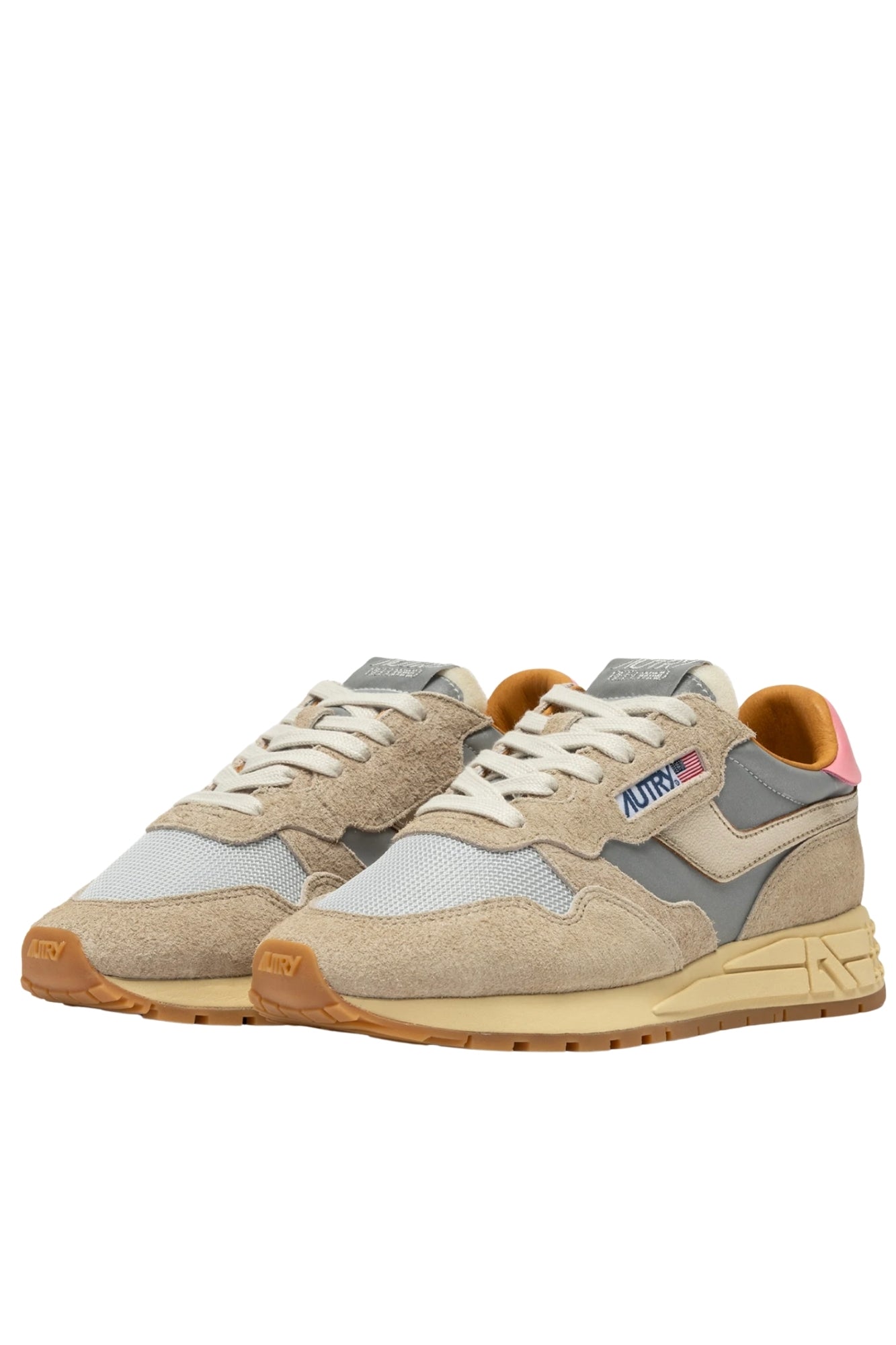 REELWIND LOW SNEAKERS IN SILVER PLATINUM REFLECTIVE NYLON AND SUEDE