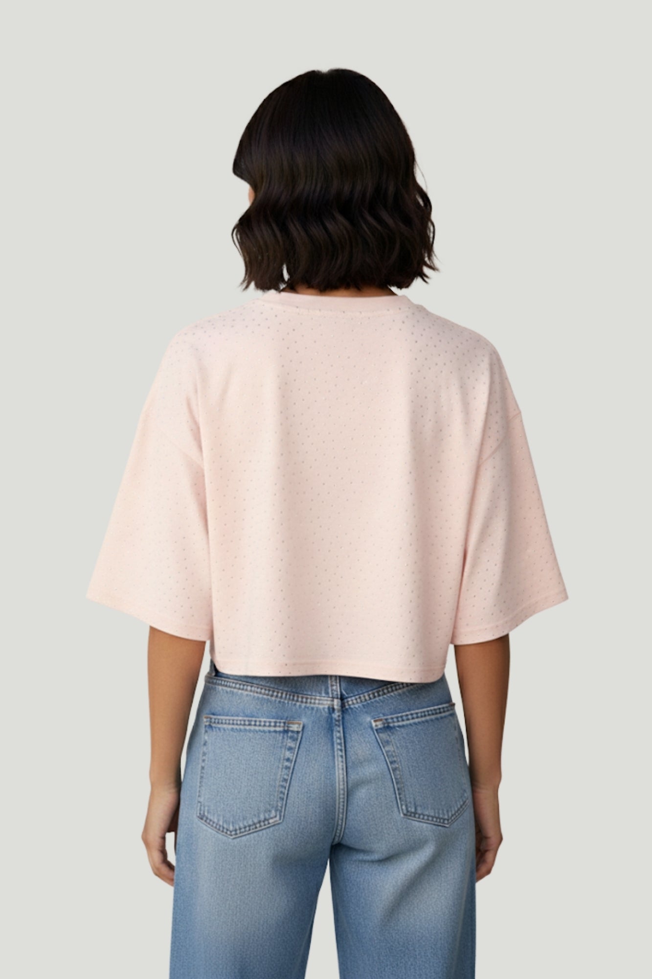 CROP RHINESTONE BEIGE TOP