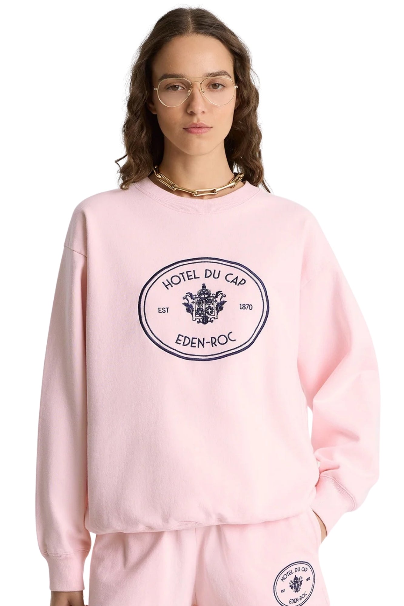 EDEN CREST PINK AND NAVY CREWNECK