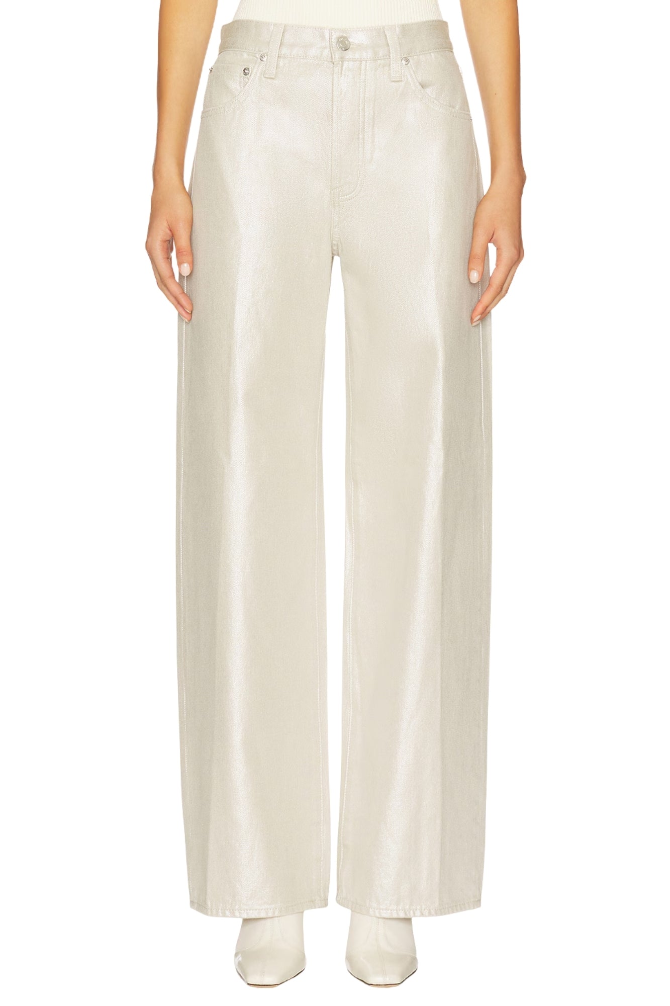 TATE HIGH RISE BOWED WIDE LEG CHAMPAGN PANT