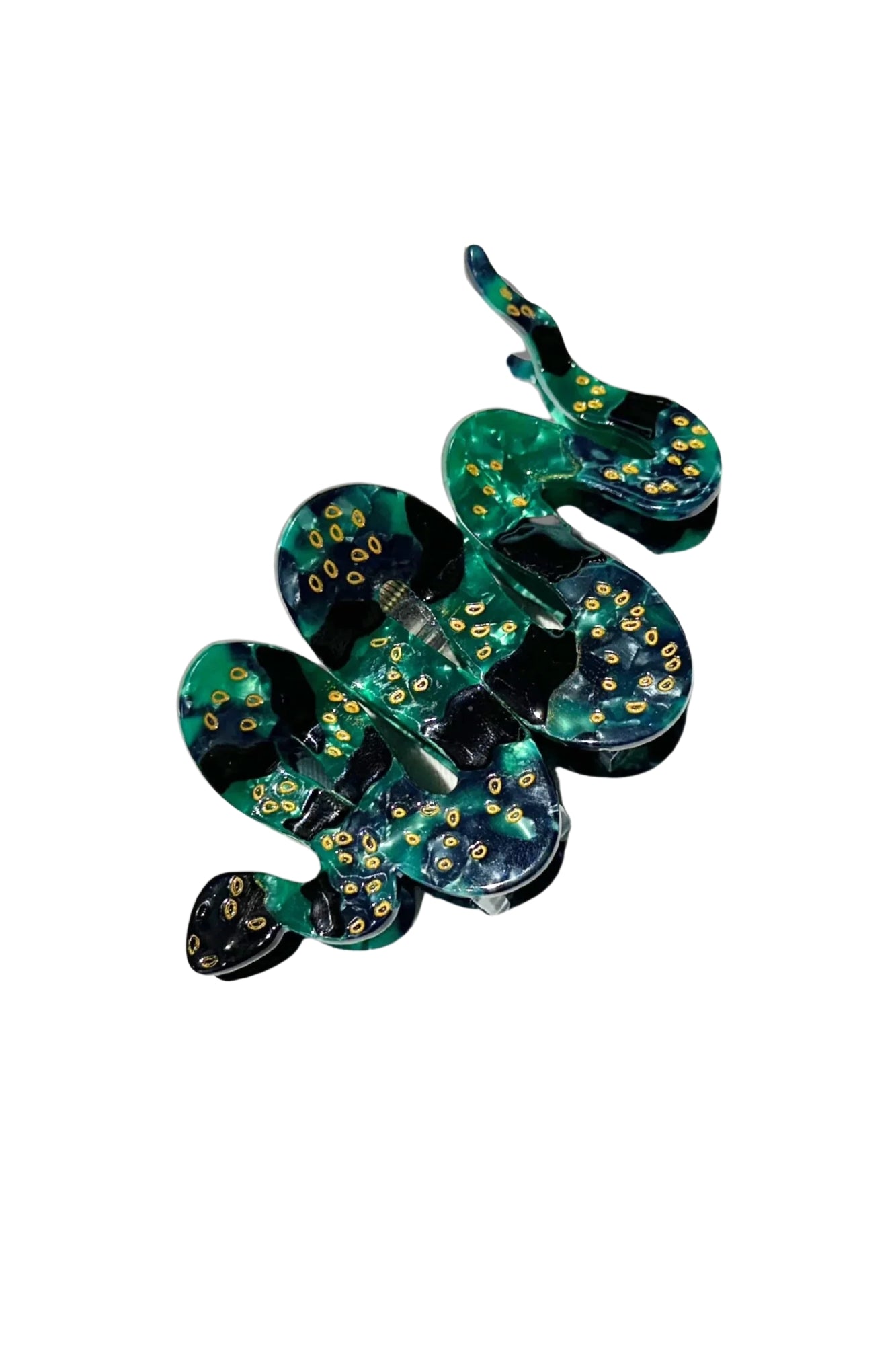 HAND PAINTED GREEN SNAKE CLAW HAIR CLIP
