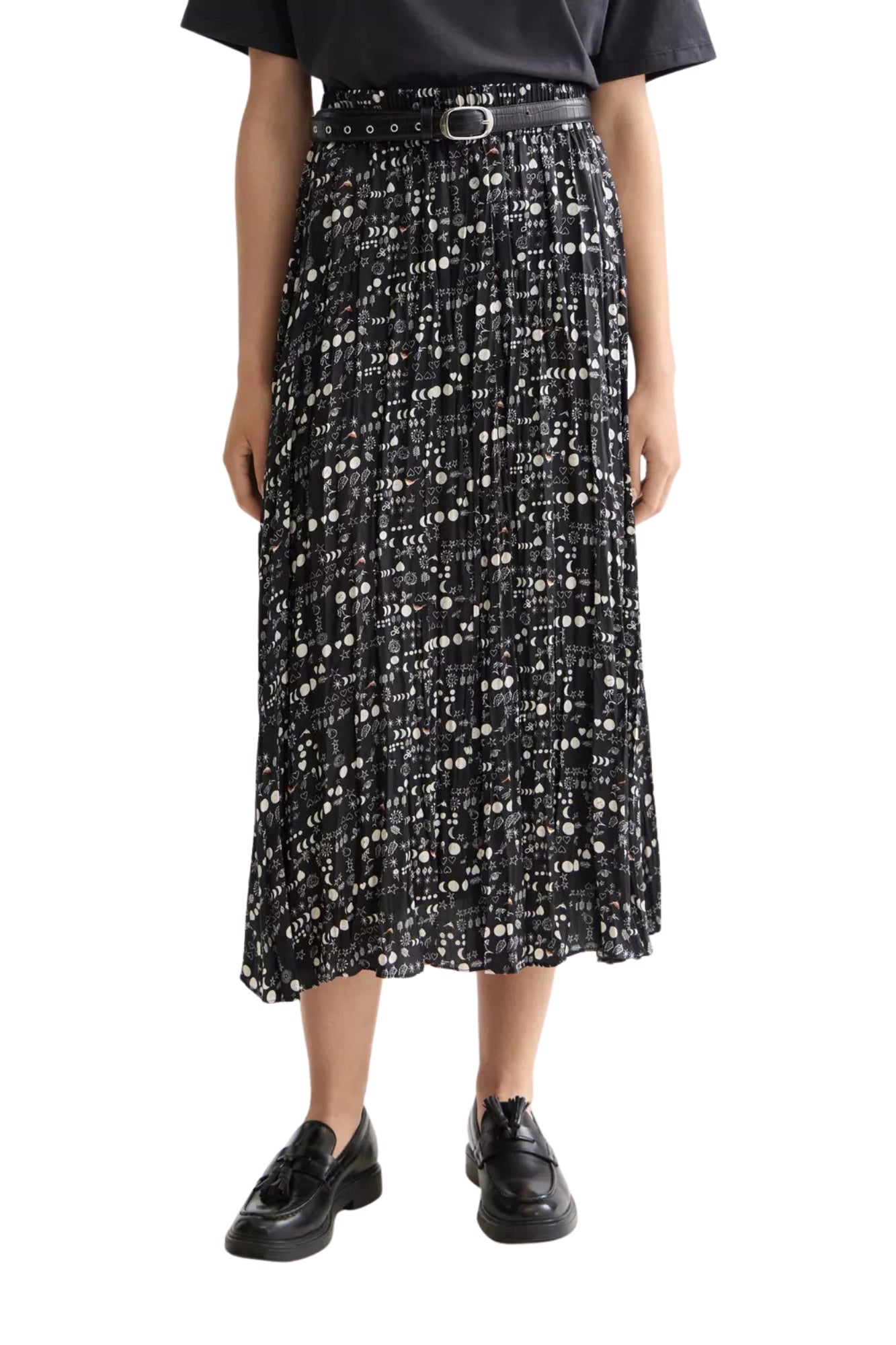 CRINKLE PLEAT MIDI SKIRT