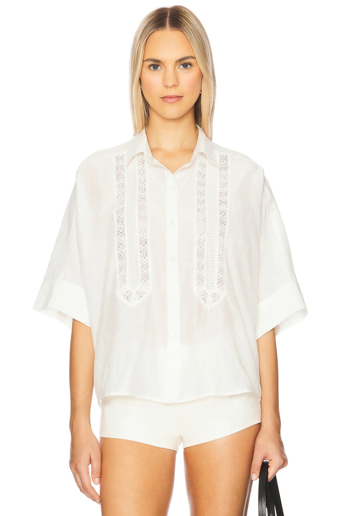 CLAIRE SHIRT WITH LACE IN WHITE