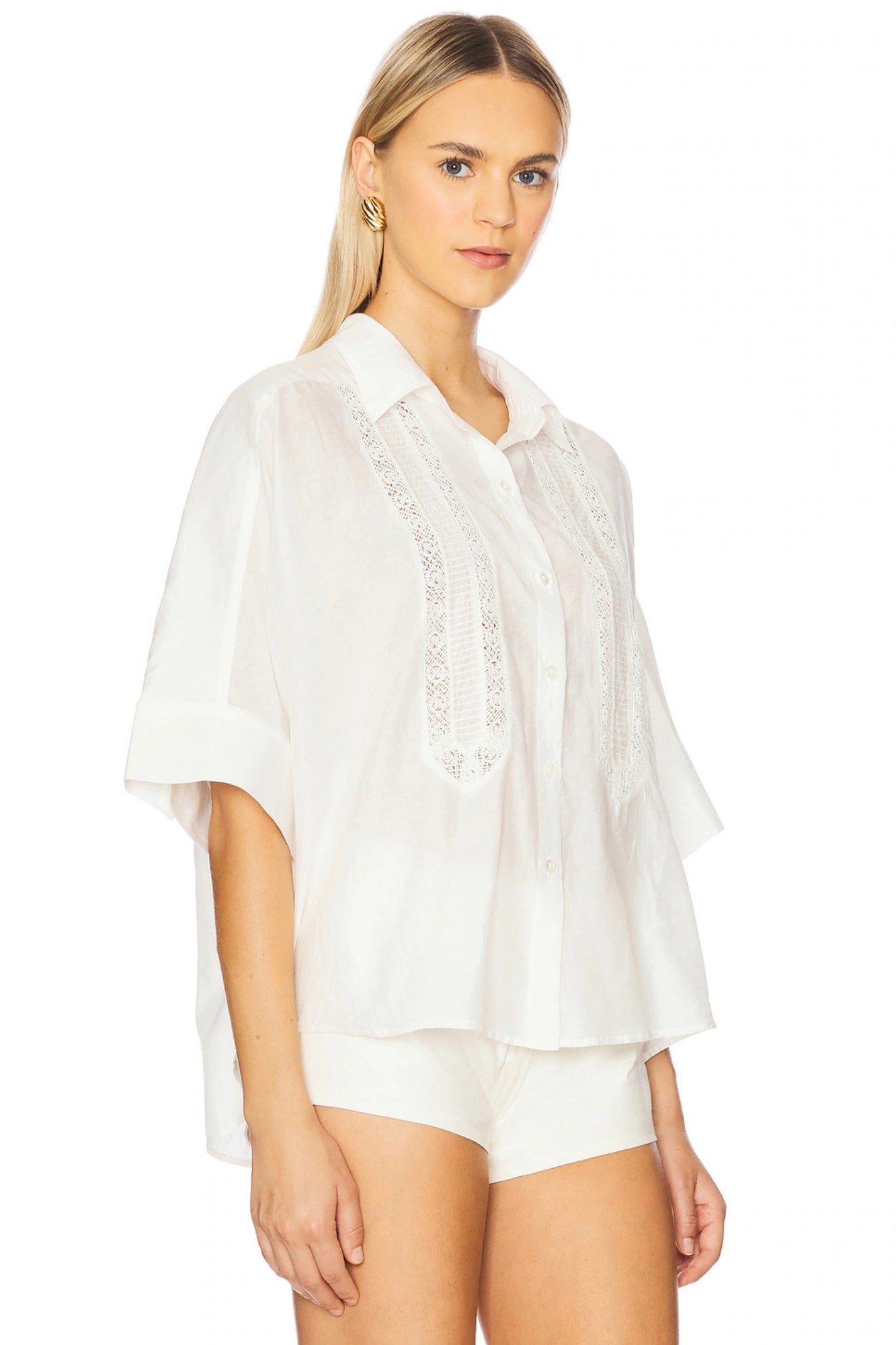 CLAIRE SHIRT WITH LACE IN WHITE