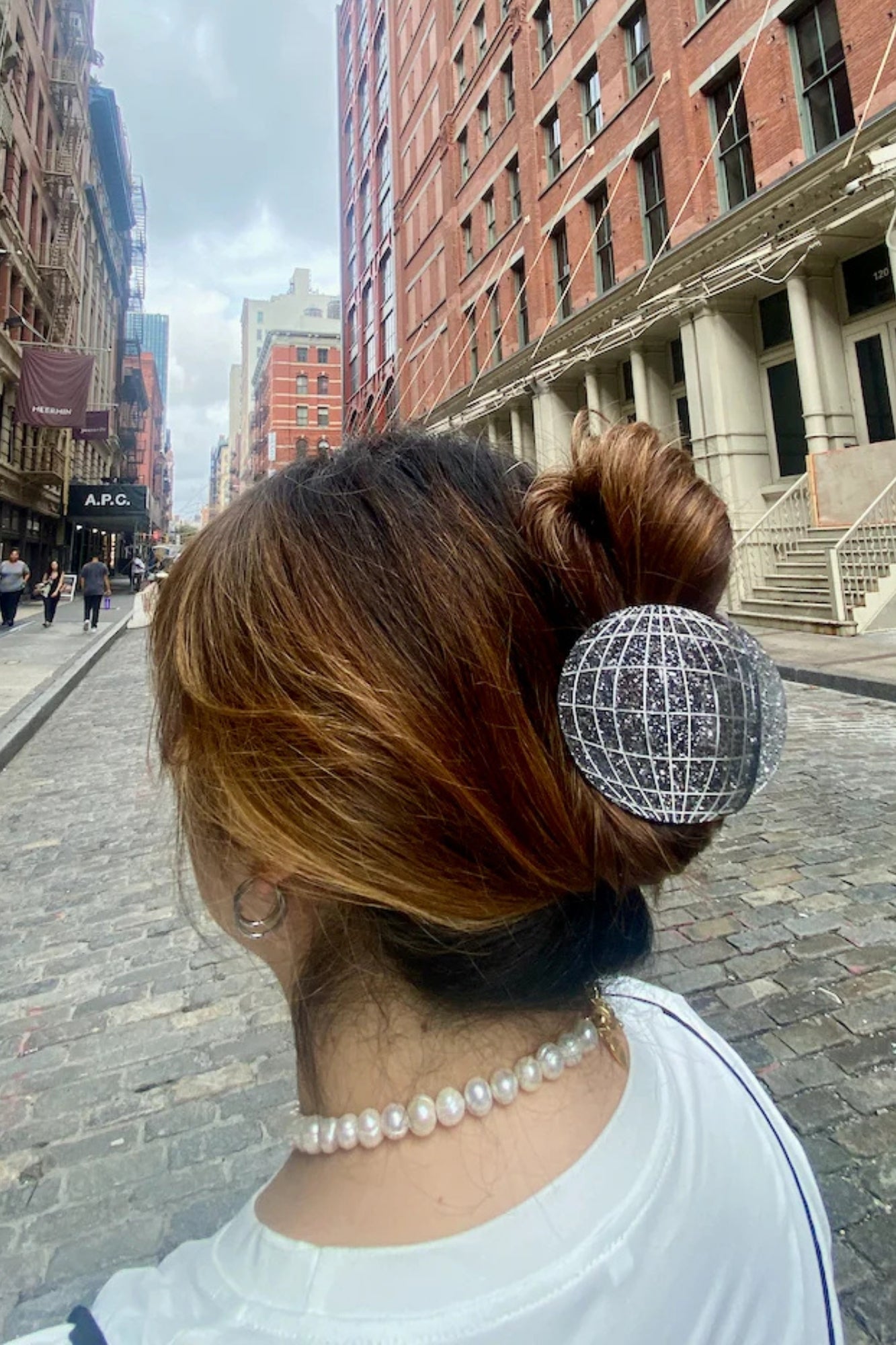 HAND PAINTED DISCO BALL CLAW HAIR CLIP