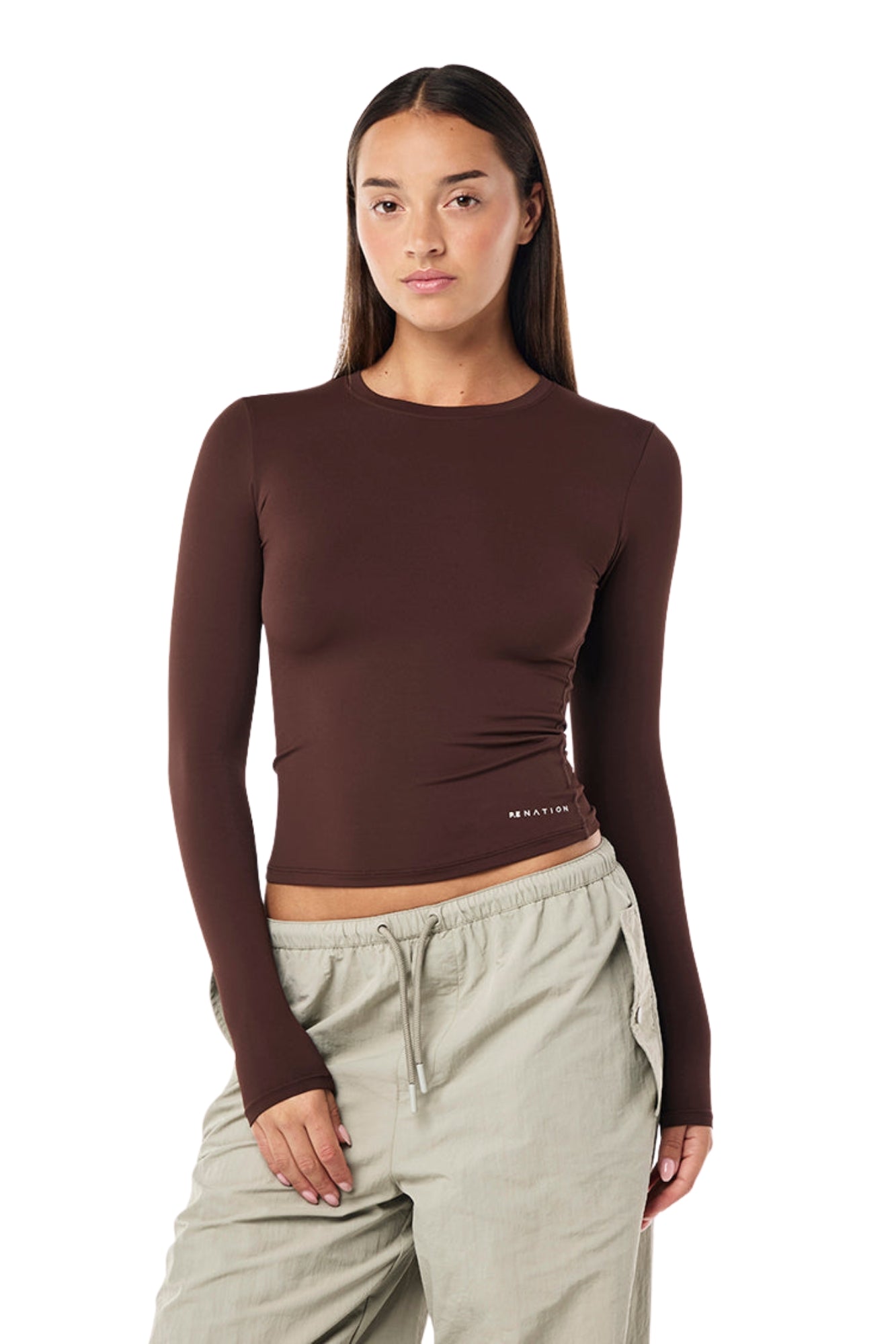 FOUNDATION LONG SLEEVE TOP IN MAHOGANY