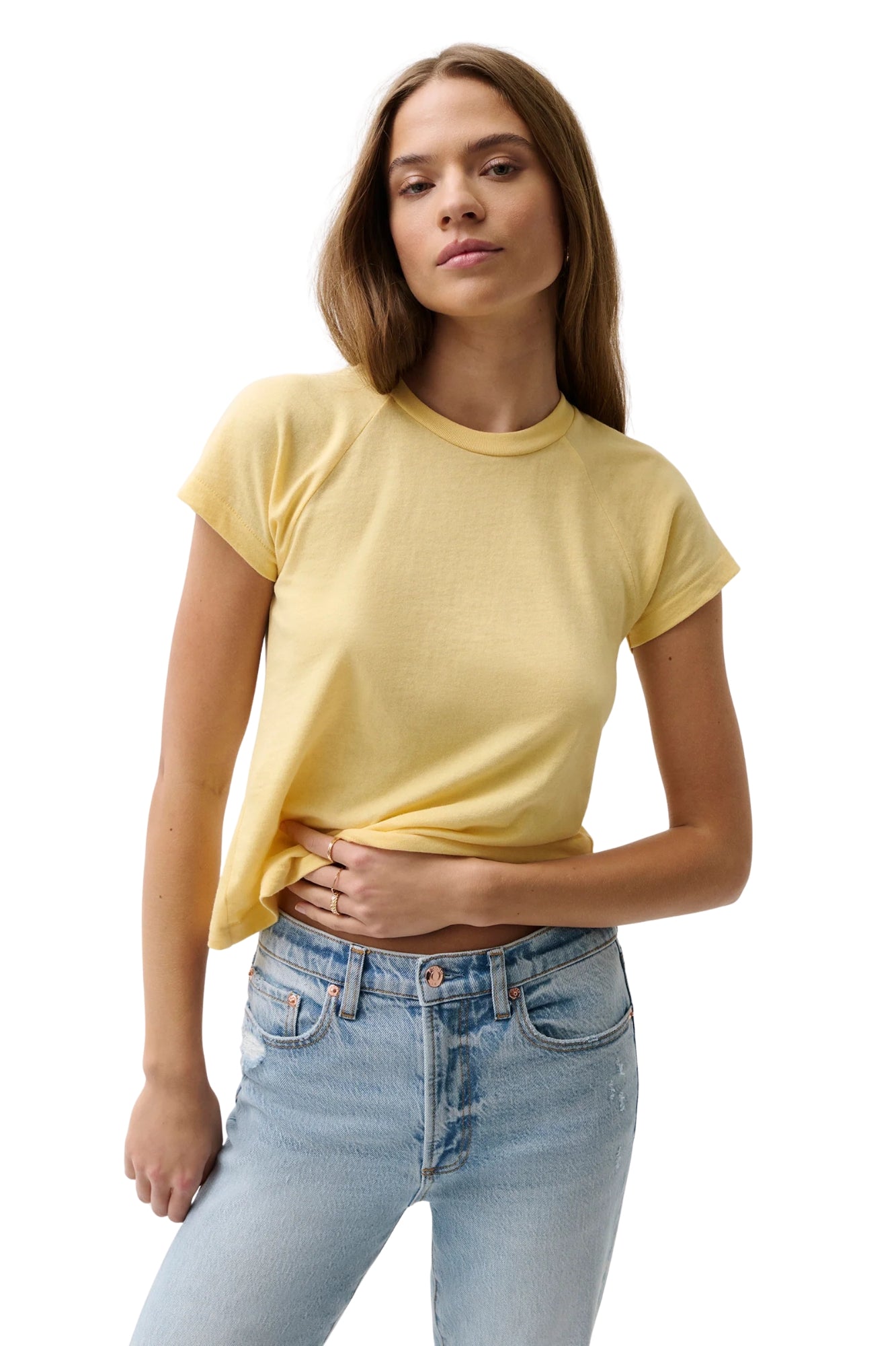 RYN BABY TEE IN LIGHT TURMERIC