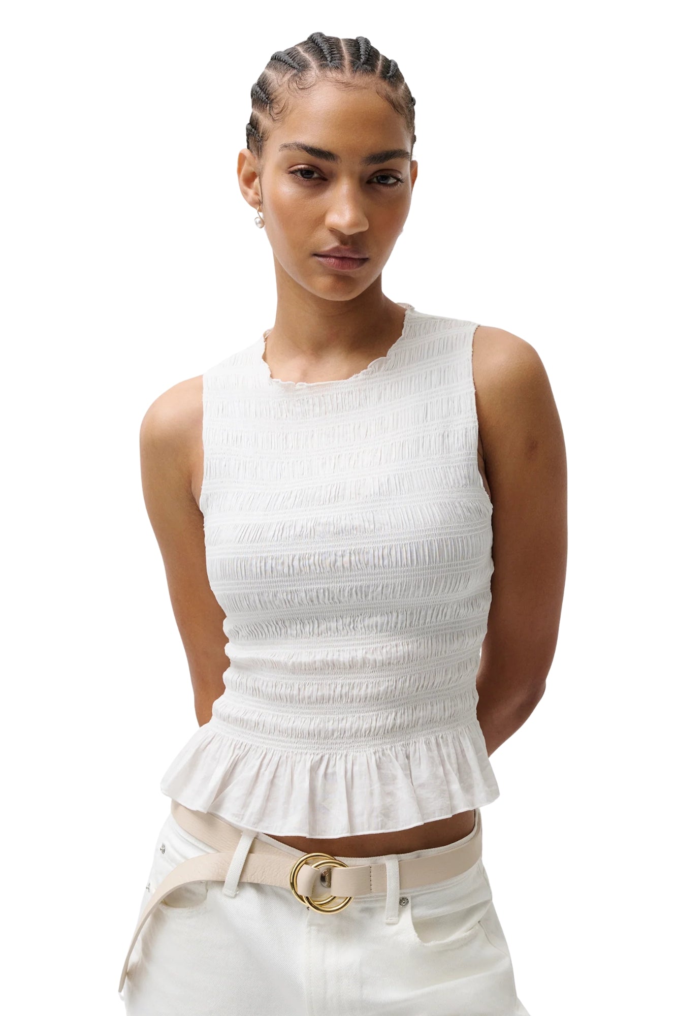 PHOEBE SMOCKED LE BLANC TANK