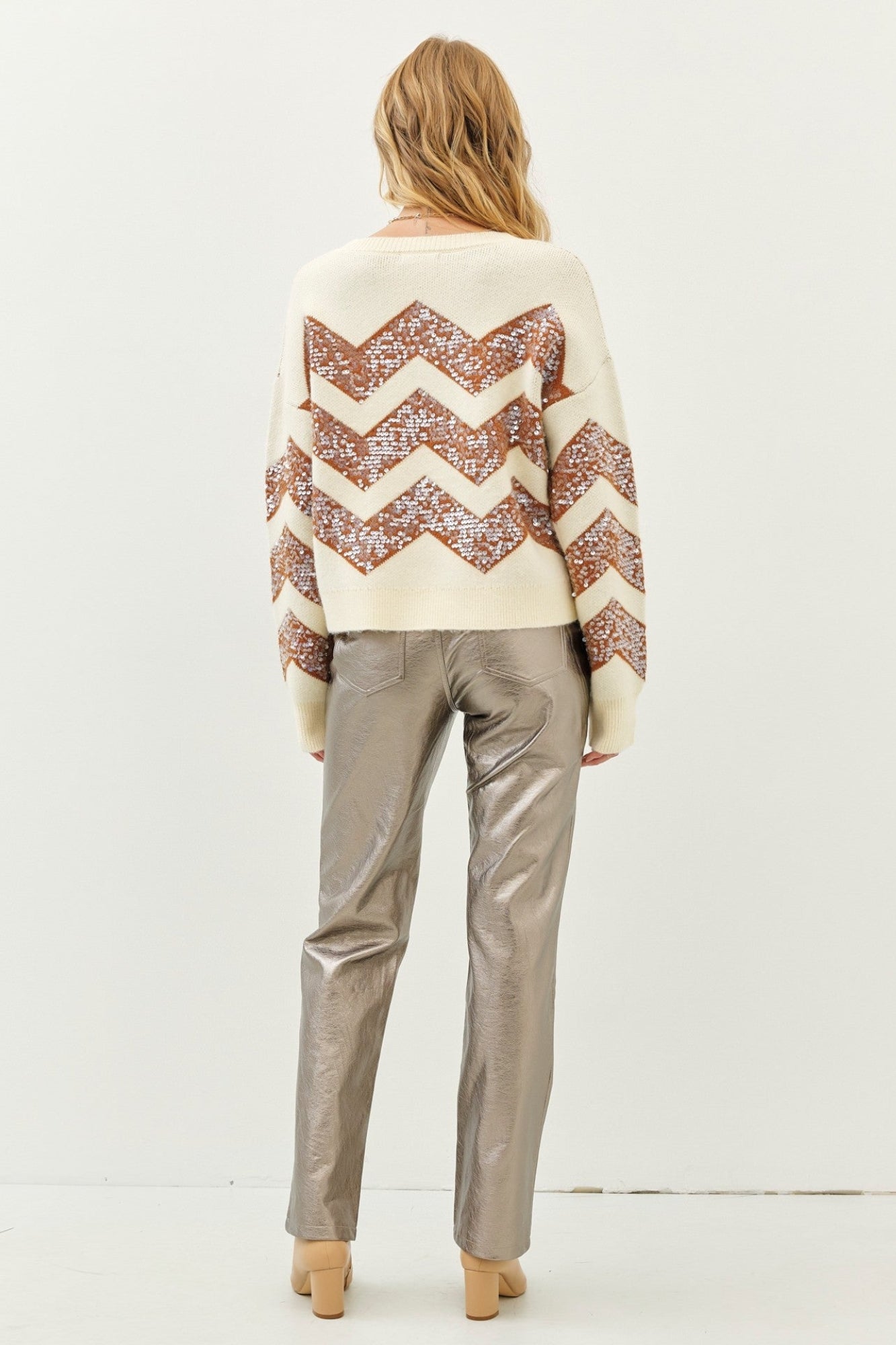 STANDOUT CHARM SEQUIN COPPER SWEATER