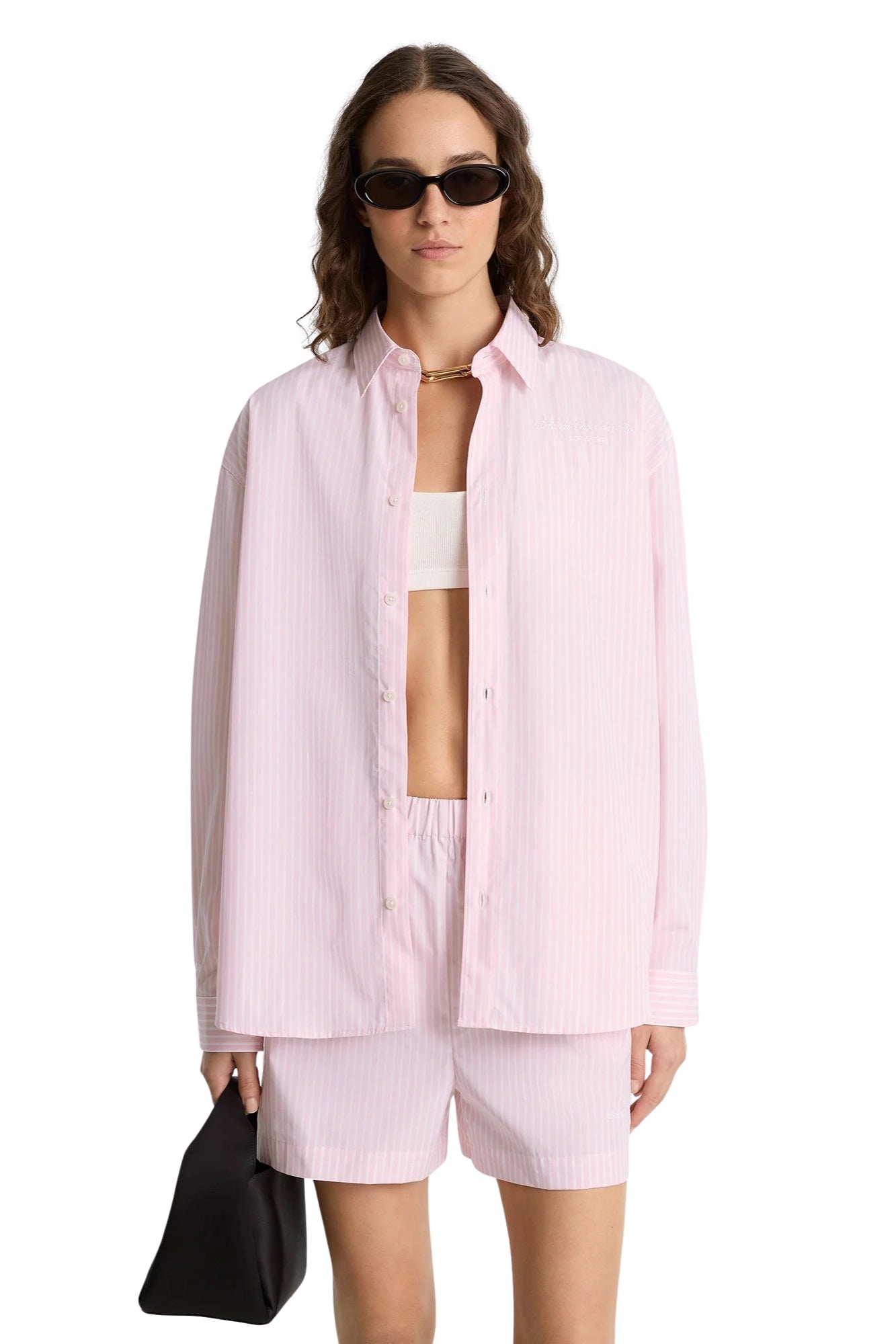 EDEN SCRIPT PINK AND WHITE OVERSIZED SHIRT