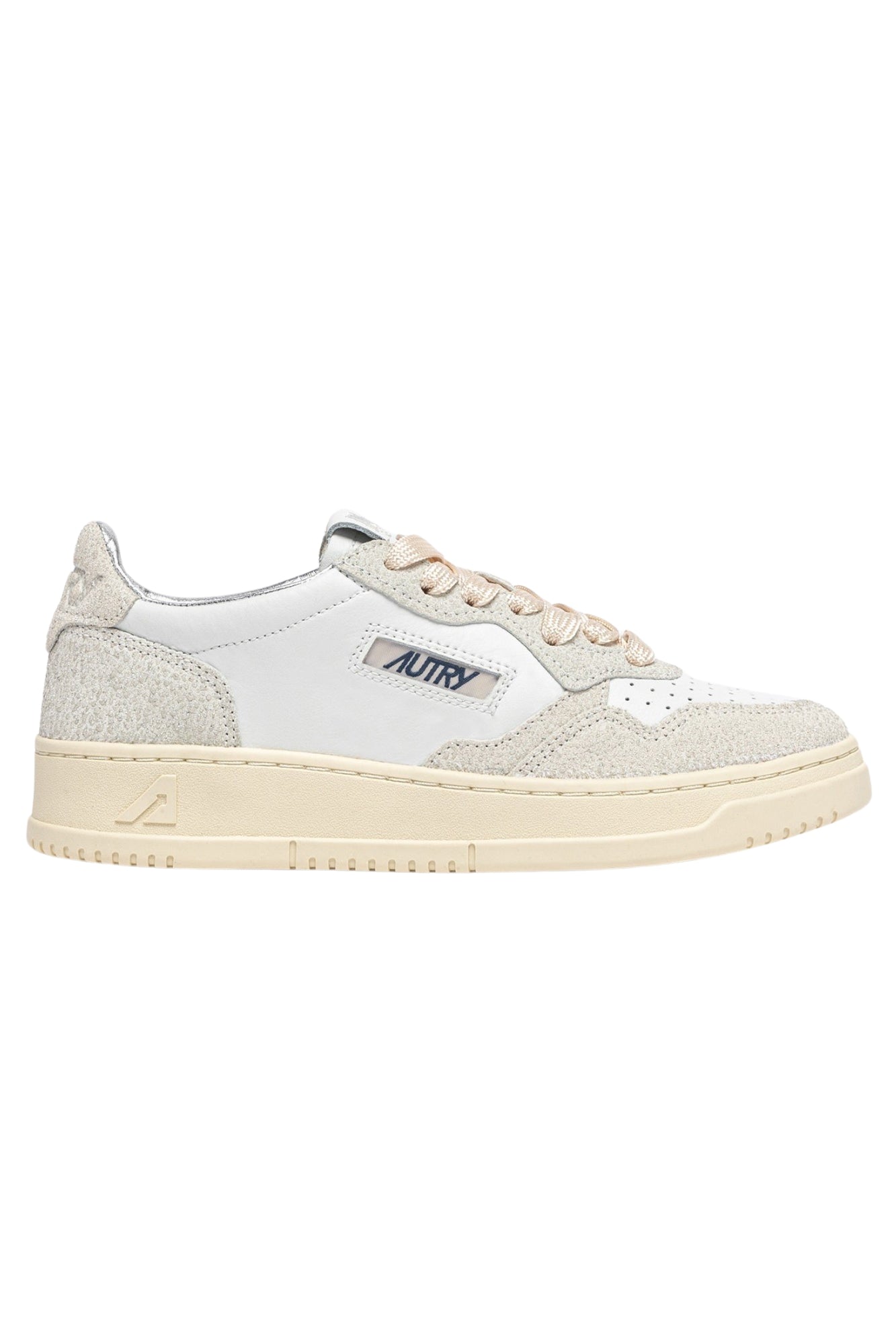 MEDALIST LOW SNEAKERS IN WHITE AND GLITTER LEATHER