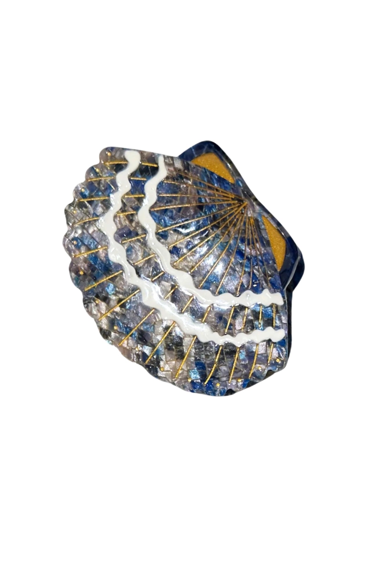 HAND PAINTED SEASHELL CLAW HAIR CLIP