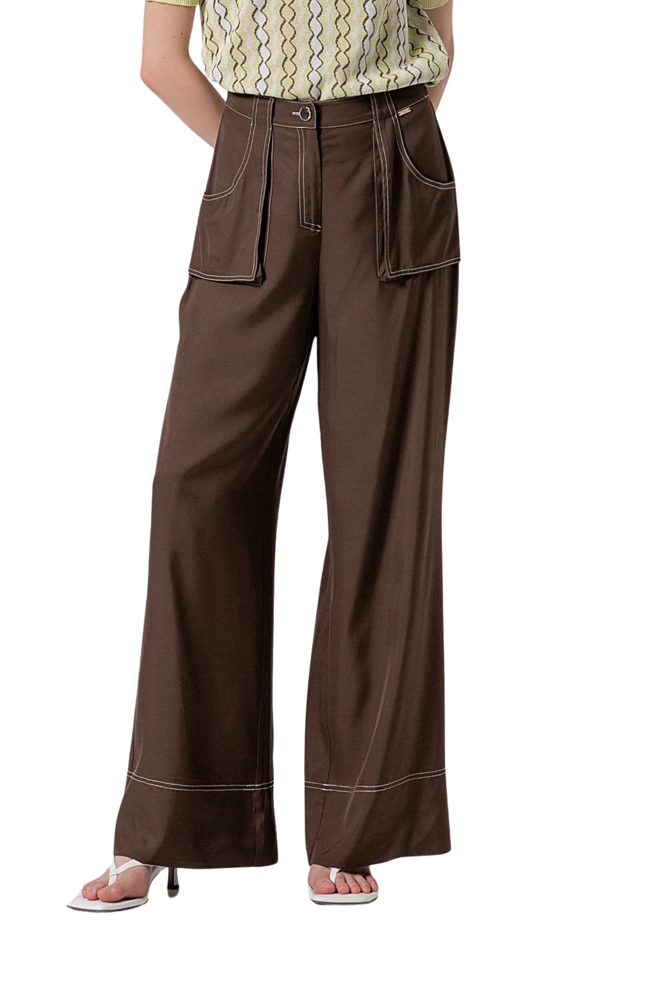 PALAZZO PANT FLARE IN BROWN