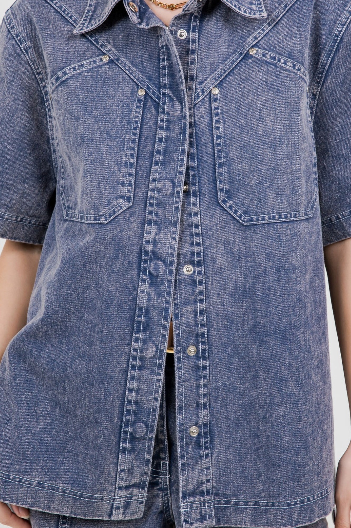 GARMENT WASHED CONTRAST DENIM SET