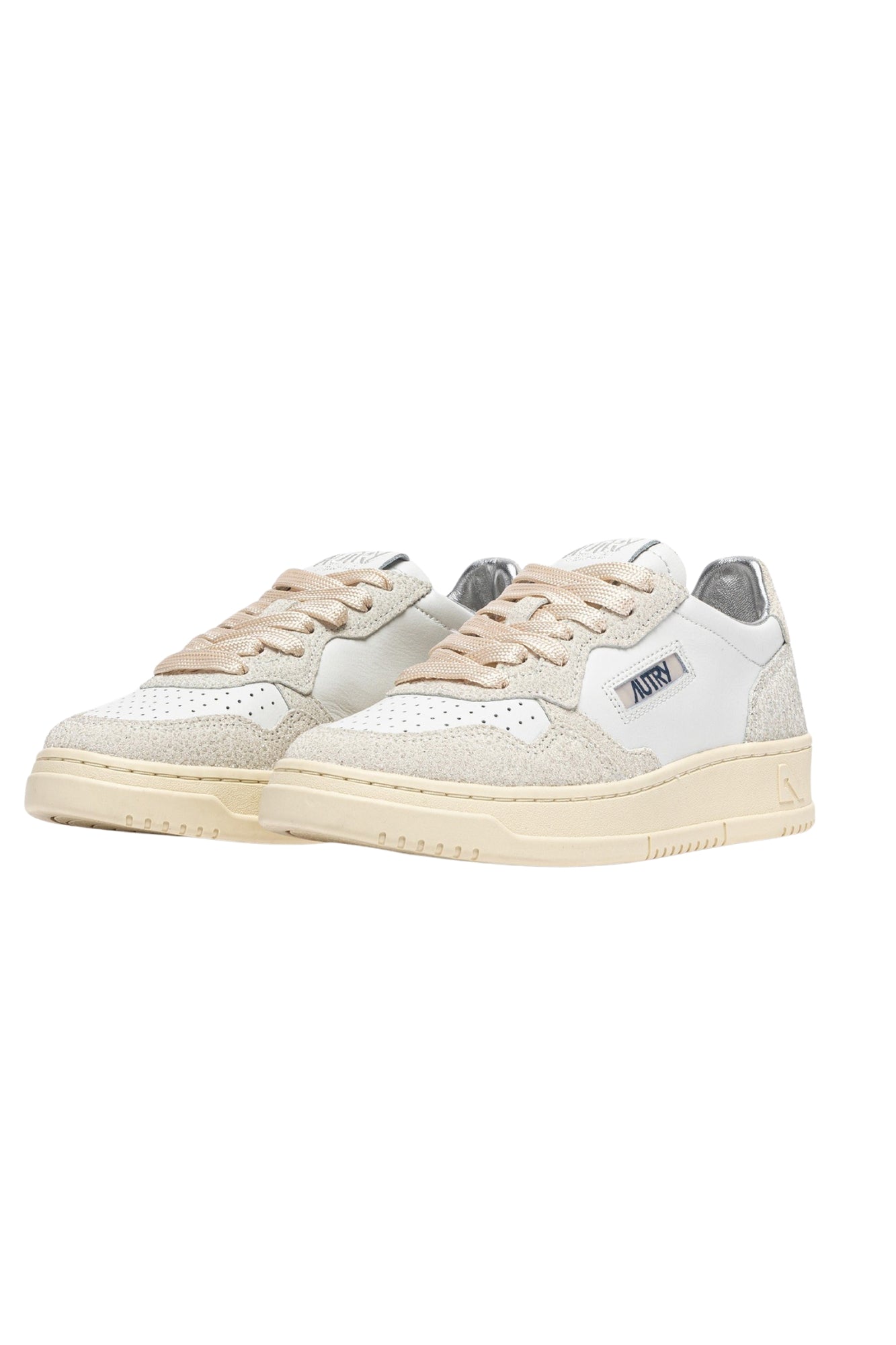 MEDALIST LOW SNEAKERS IN WHITE AND GLITTER LEATHER