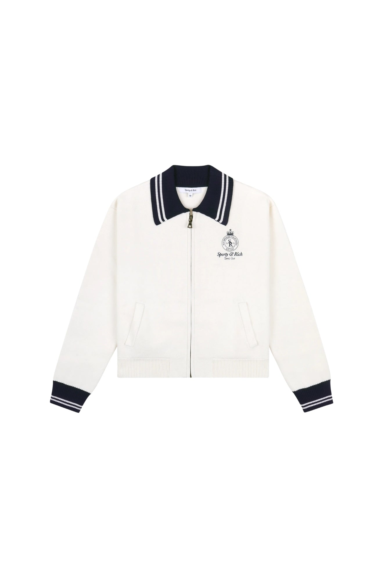 CROWN TENNIS OFF WHITE ZIPPED CARDIGAN