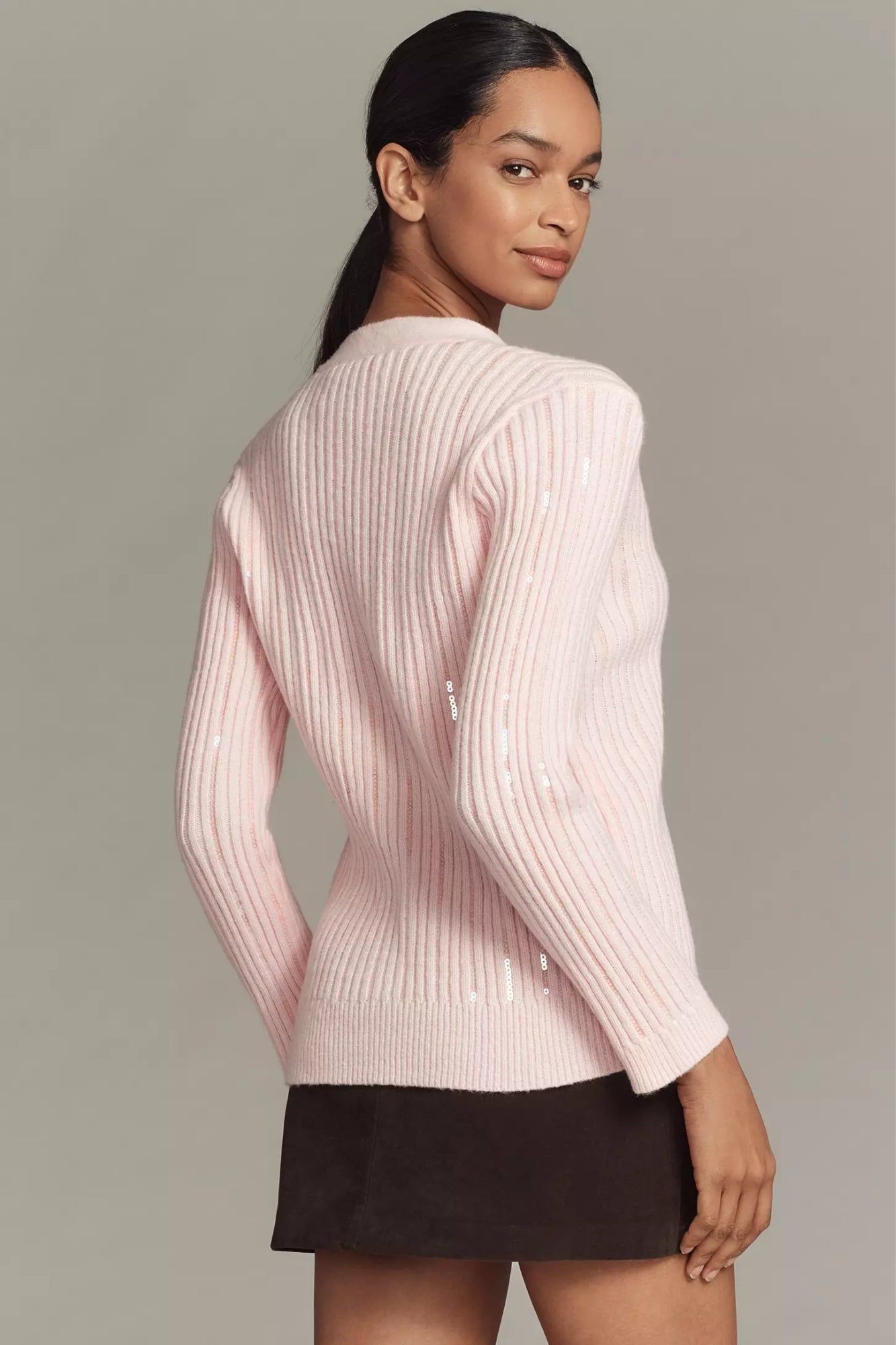 SEQUINS LIGTH PINK CARDIGAN