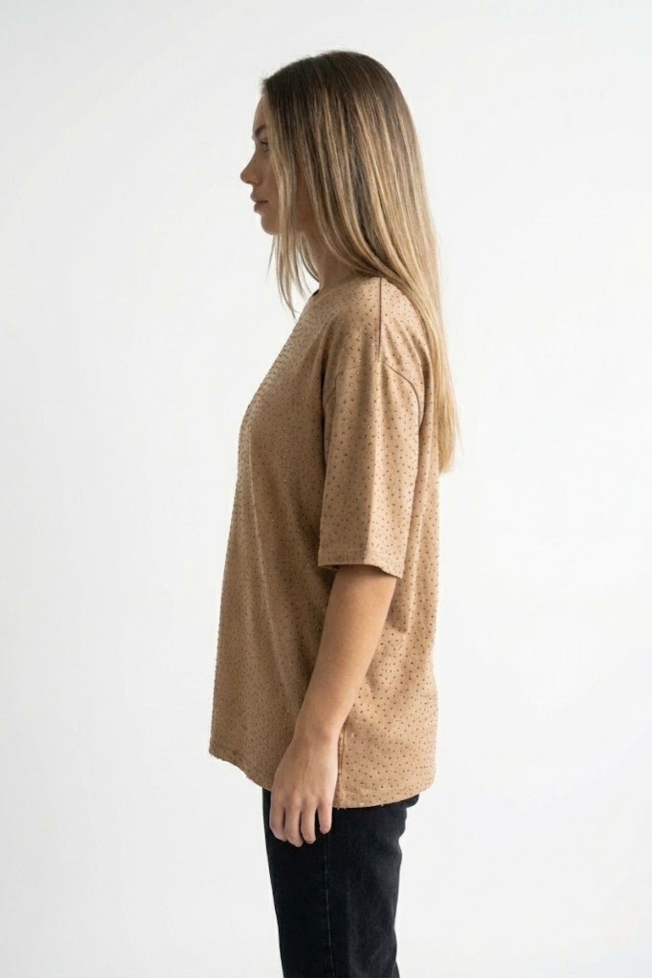 RHINESTONE CAMEL TOP