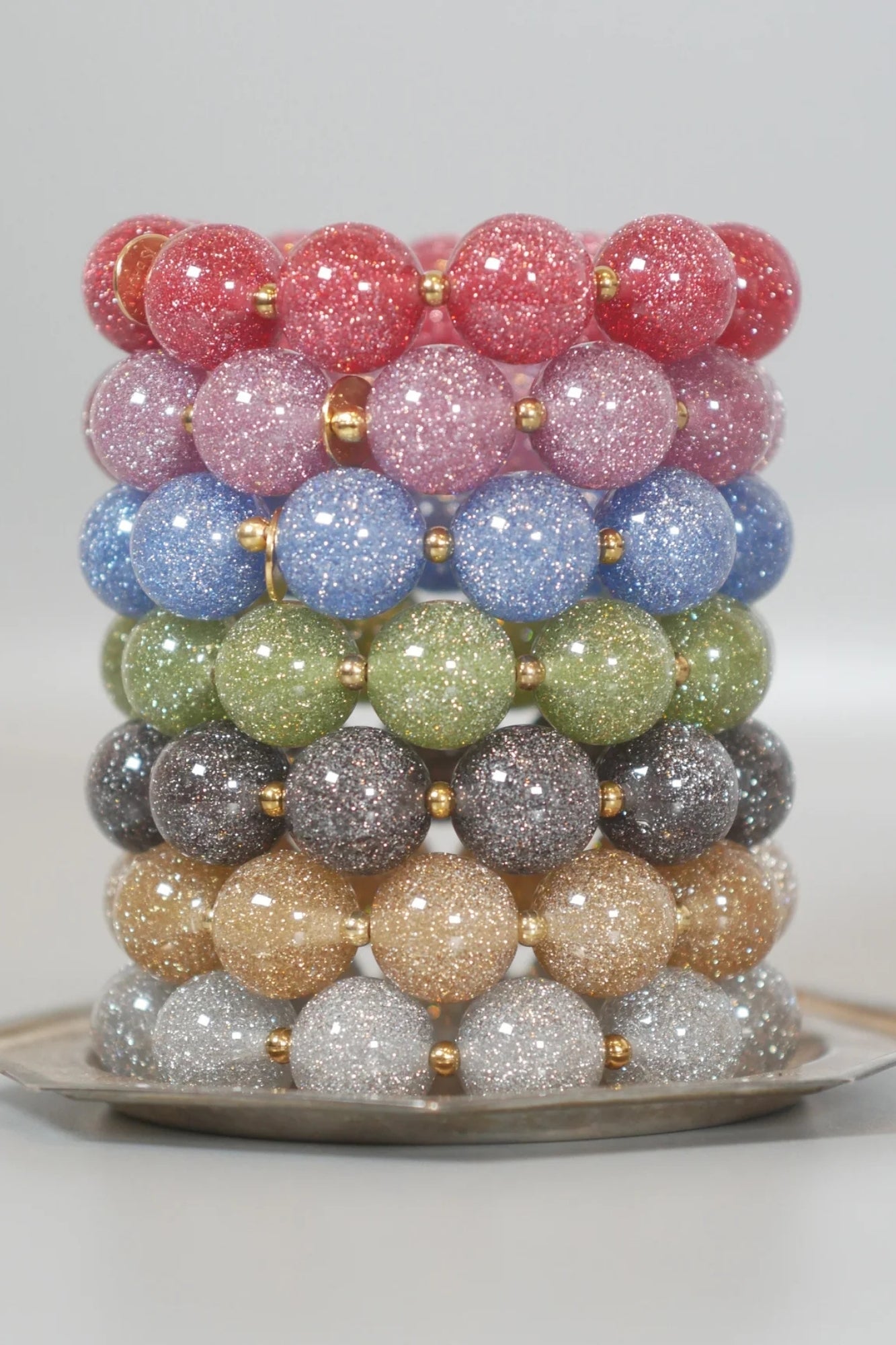 BICHOU GLITTERY RED CIRCLES HAIR TIE