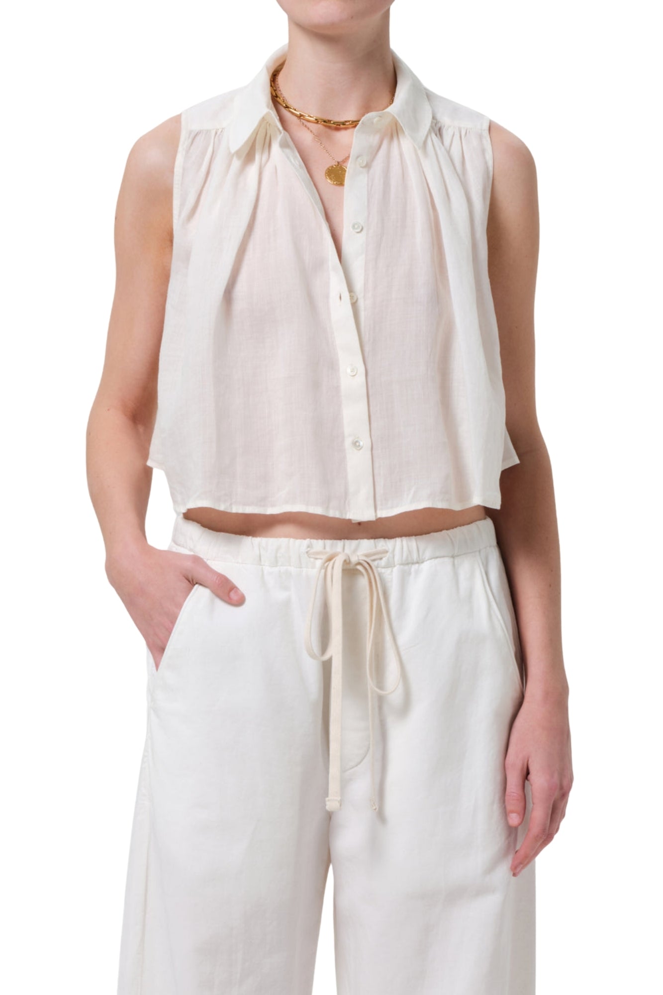 SLEEVELESS AMBROSE VANILLA TOP