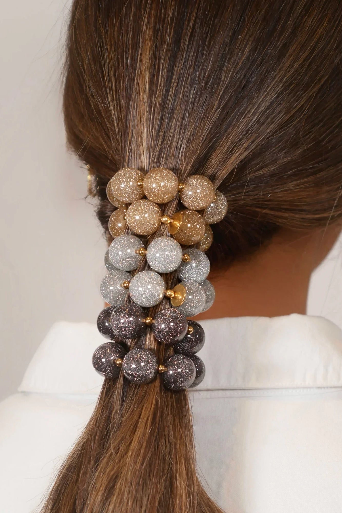 BICHOU GLITTERY GOLDEN CIRCLES HAIR TIE