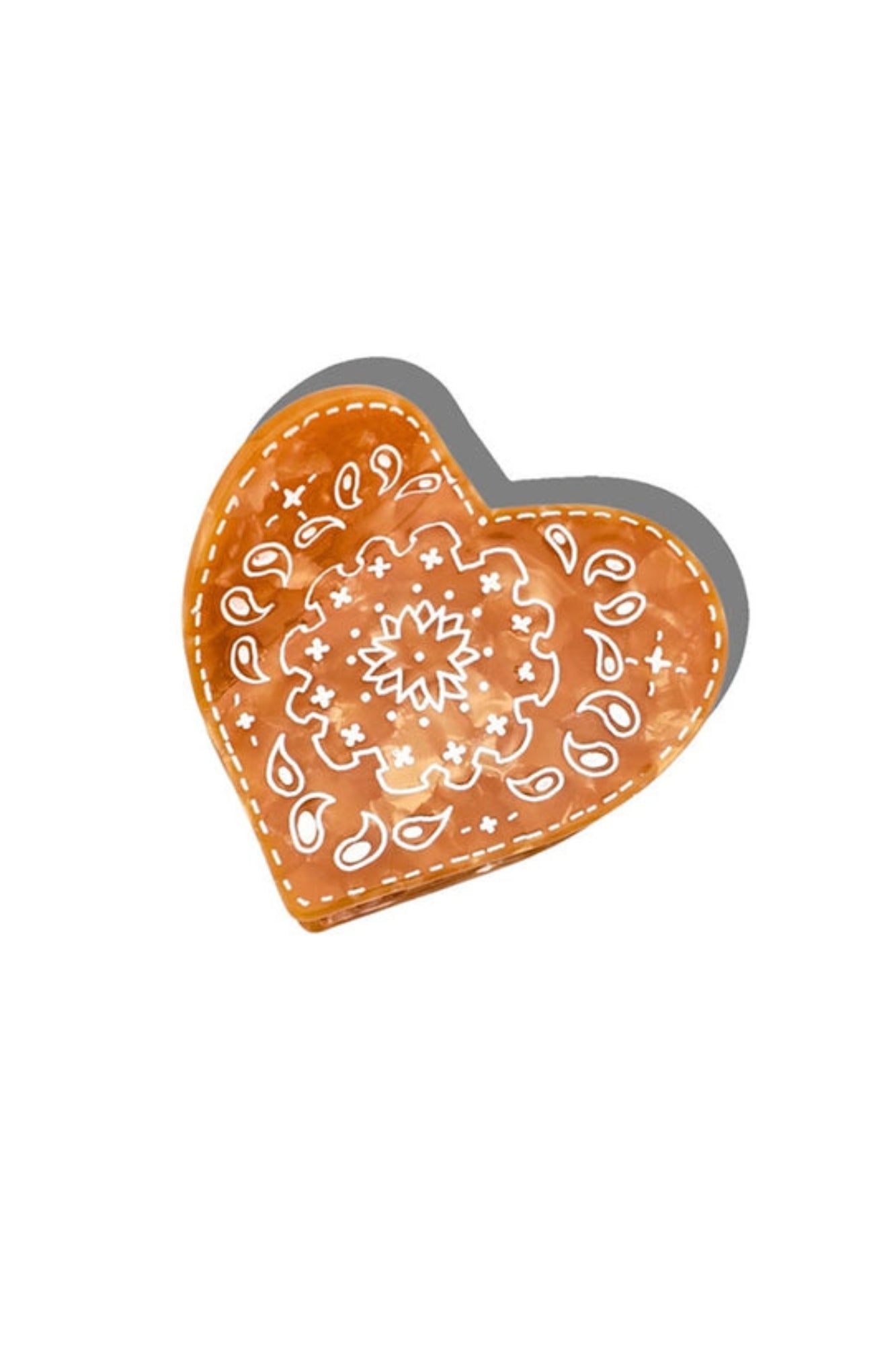 HAND PAINTED PAISLEY HEART CLAW HAIR CLIP