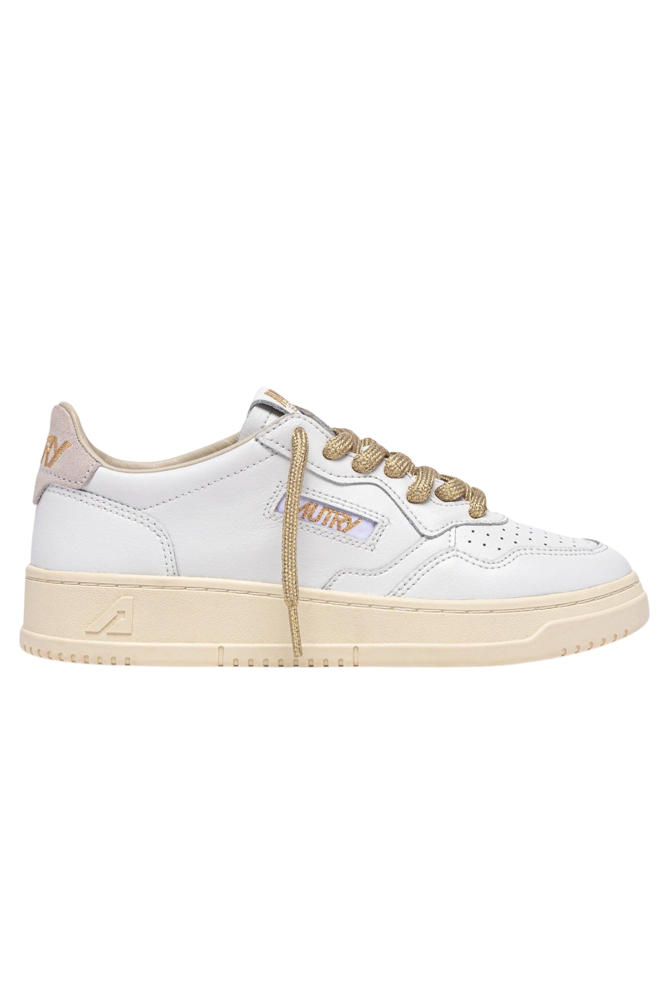 MEDALIST LOW SNEAKERS IN WHITE LEATHER WITH GOLD-TONE LUREX DETAILS