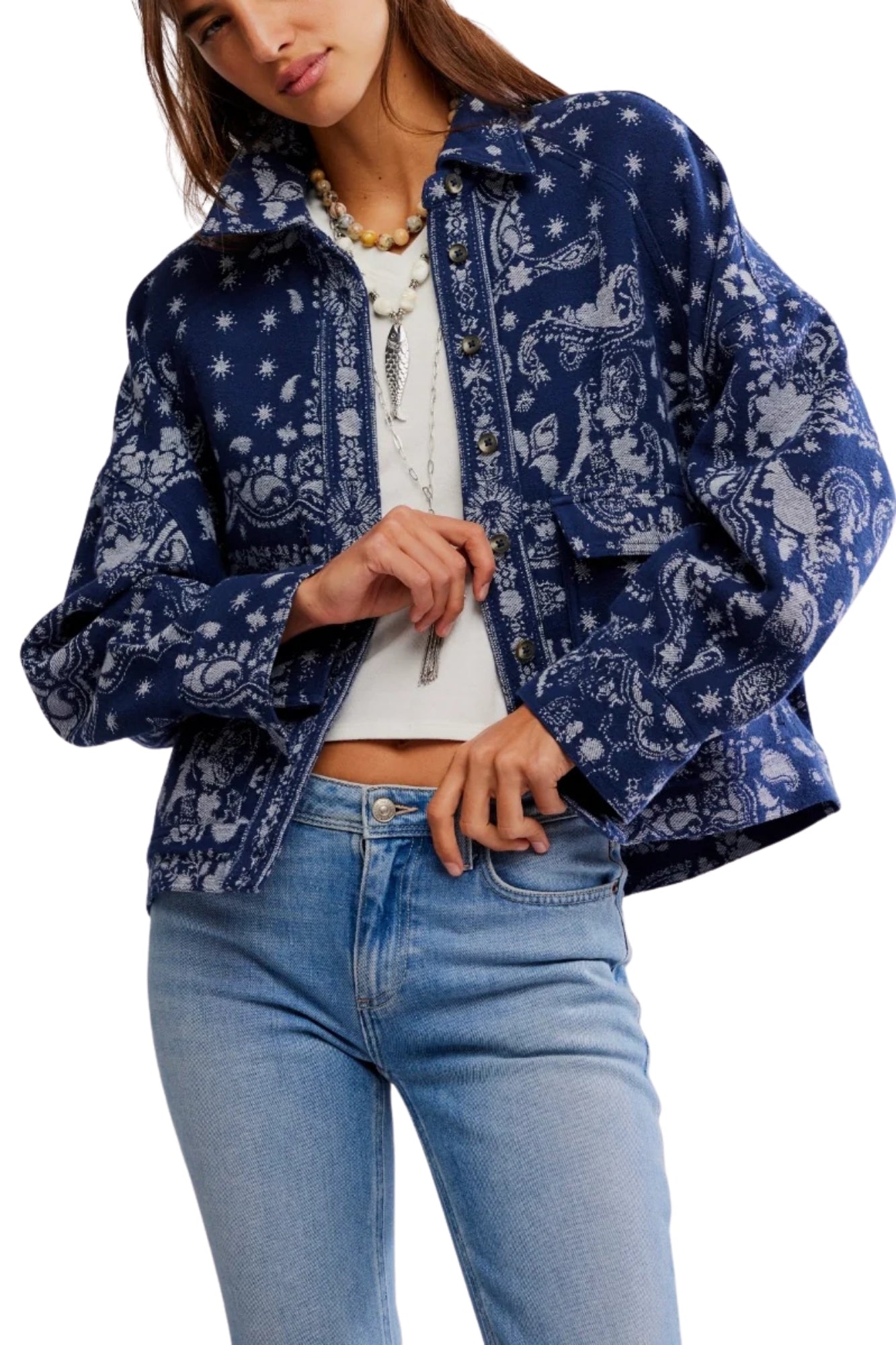 BANDANA JACQUARD INDIGO SHIRT