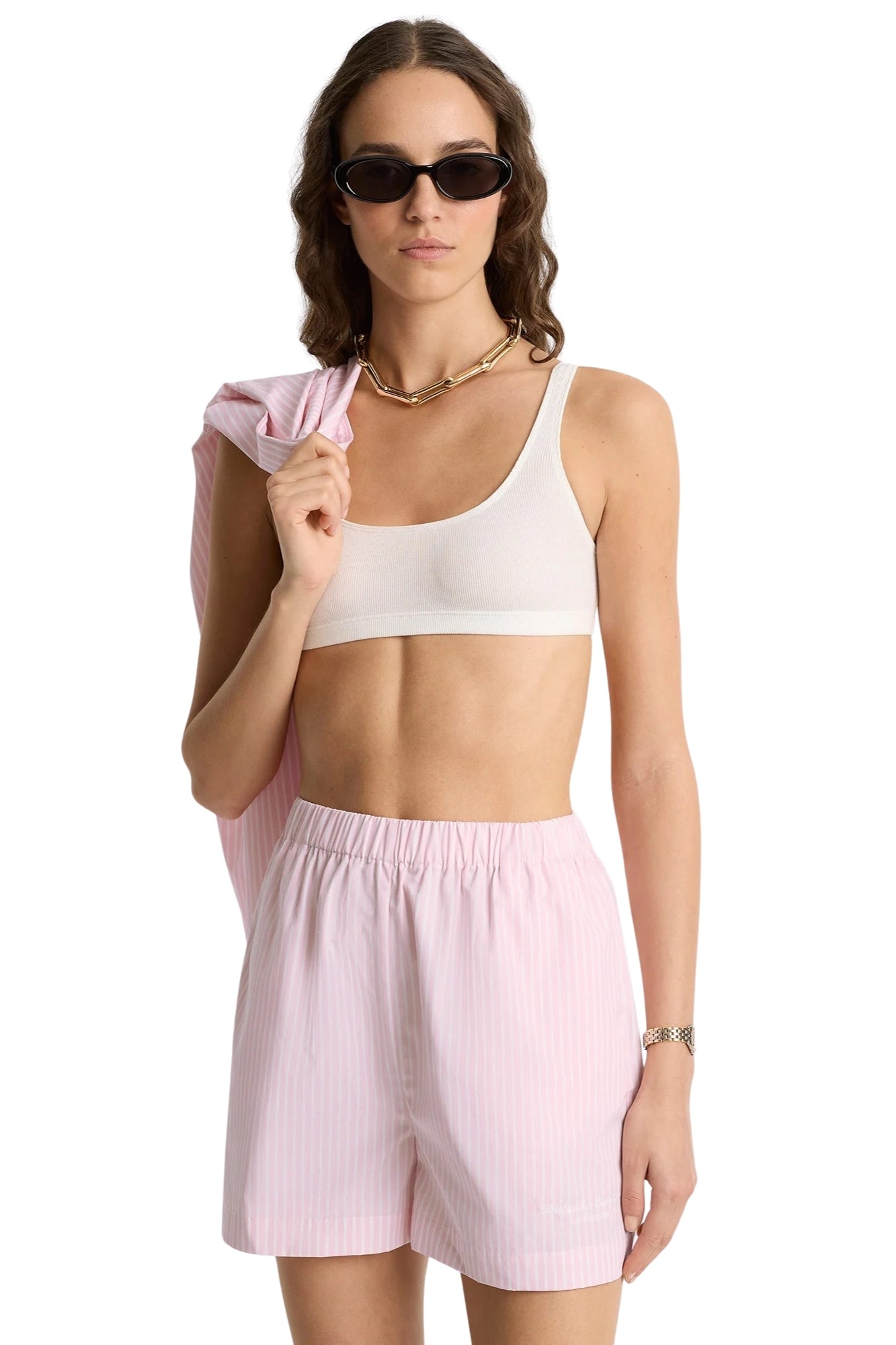 EDEN SCRIPT PINK AND WHITE POPLIN SHORT