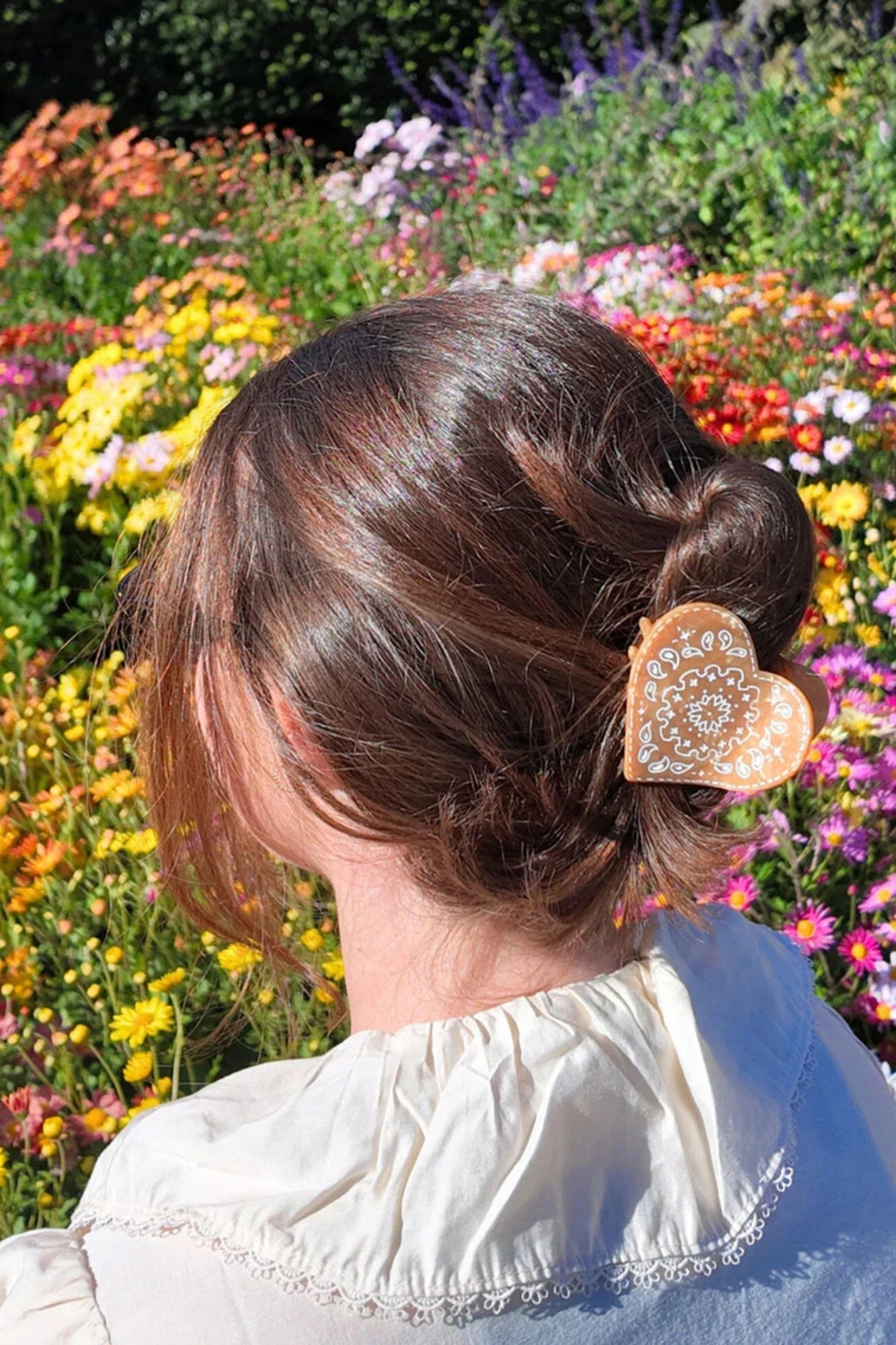 HAND PAINTED PAISLEY HEART CLAW HAIR CLIP