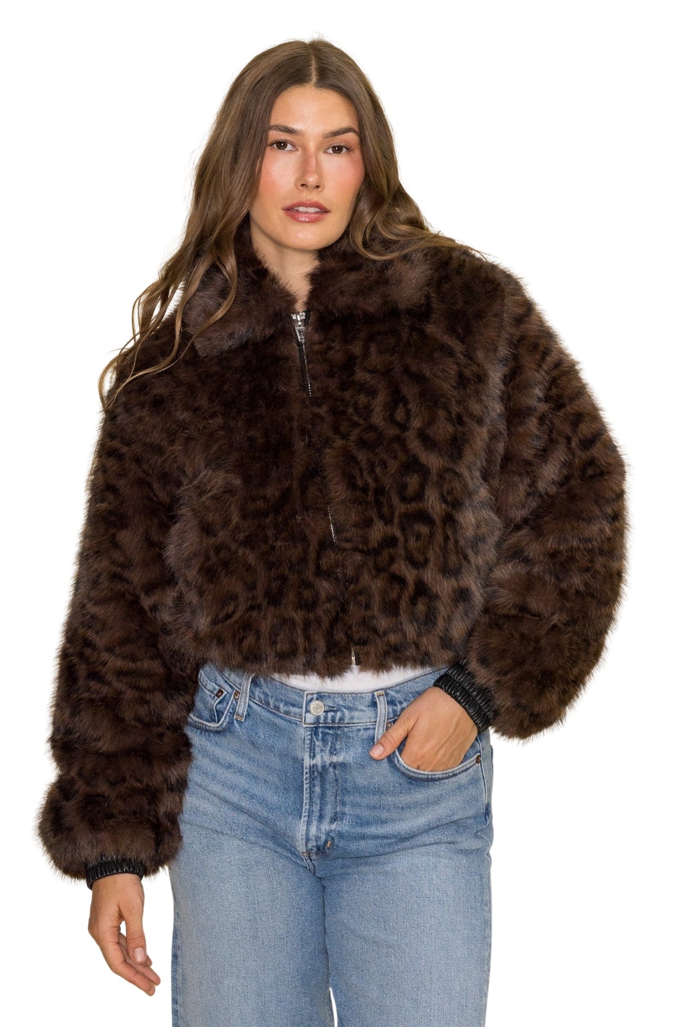 MIDNIGHT RUN DARK LEOPARD BROWN JACKET