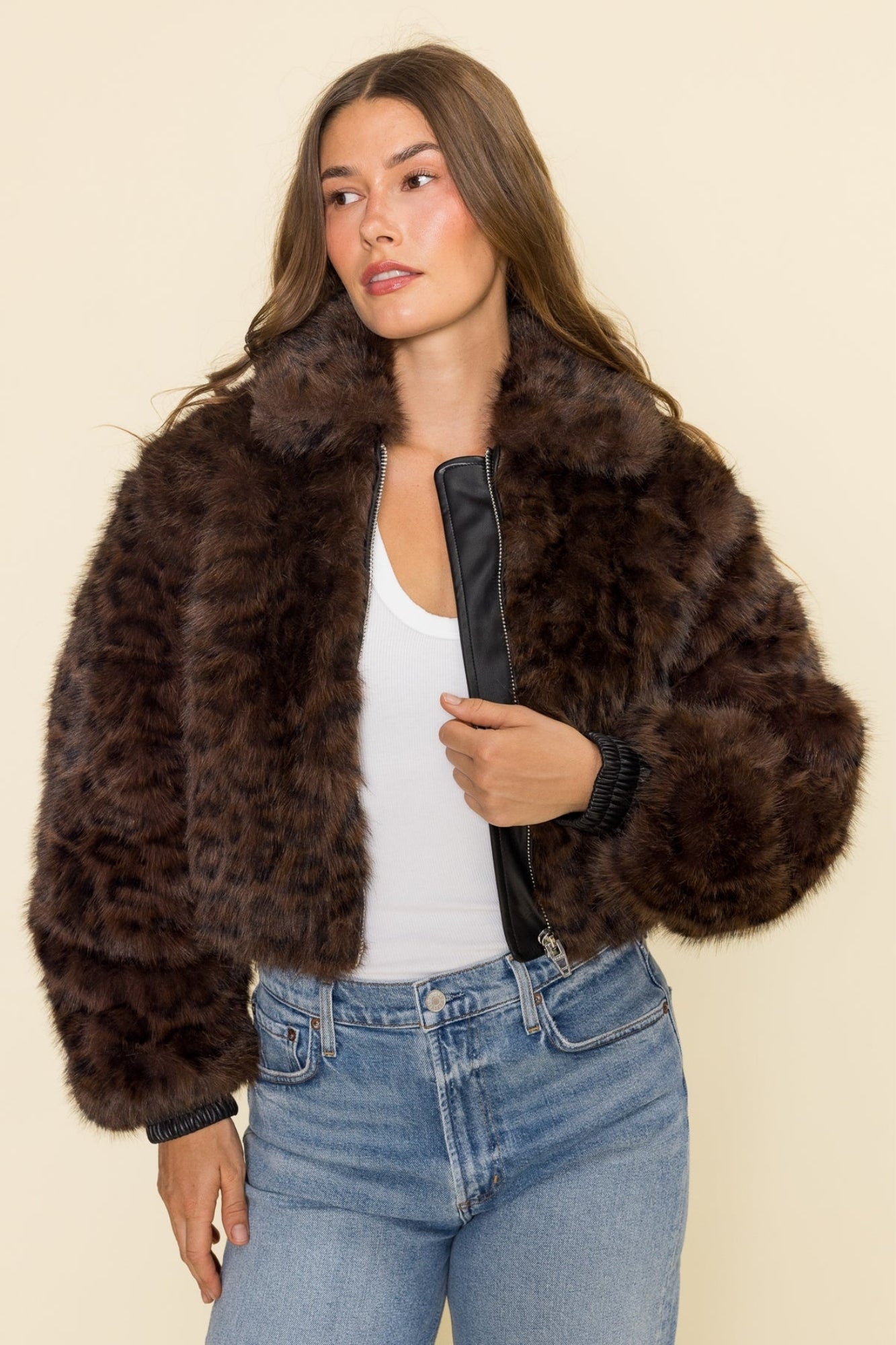 MIDNIGHT RUN DARK LEOPARD BROWN JACKET