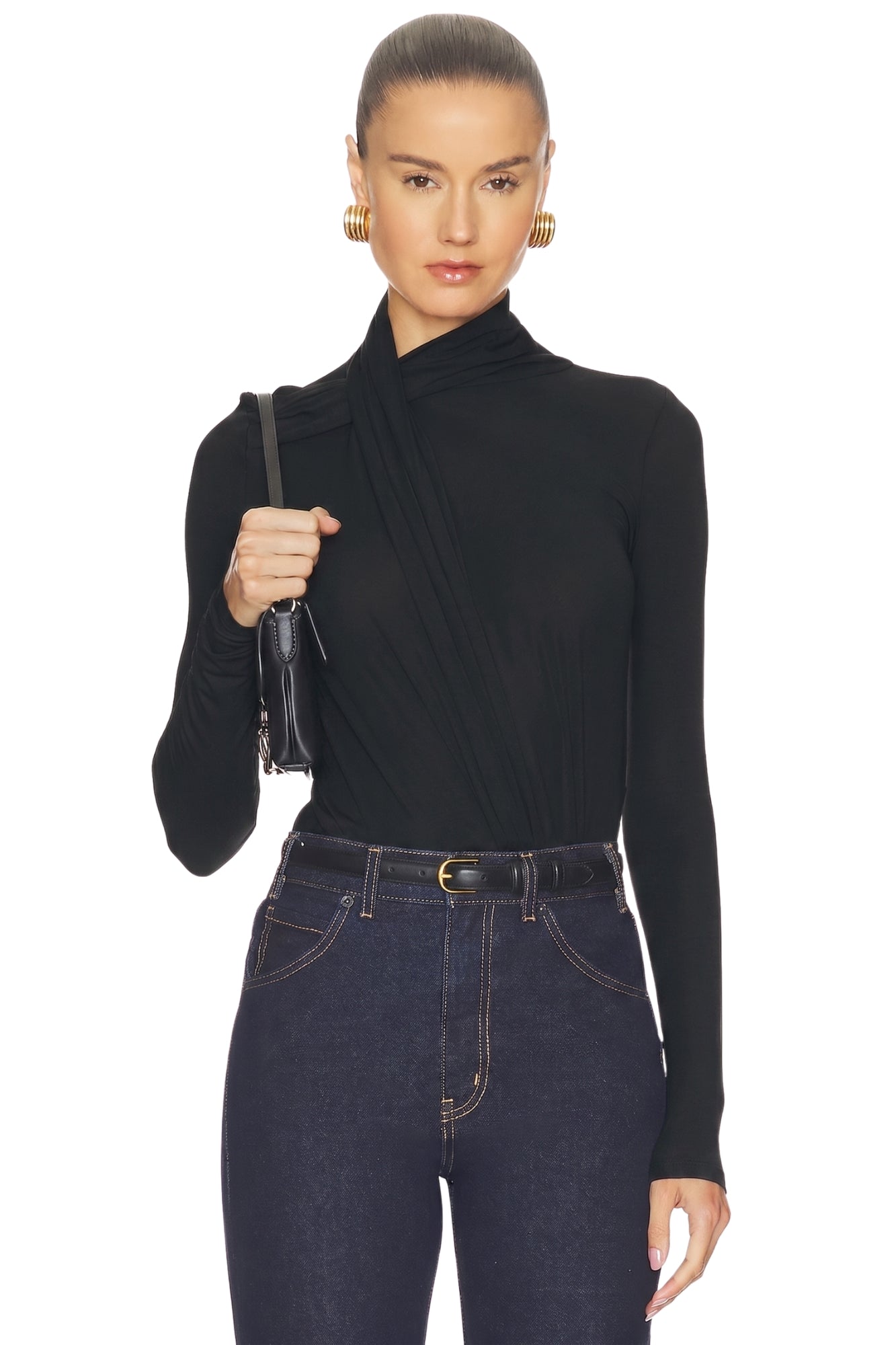 SCULPTURAL BODYSUIT IN BLACK