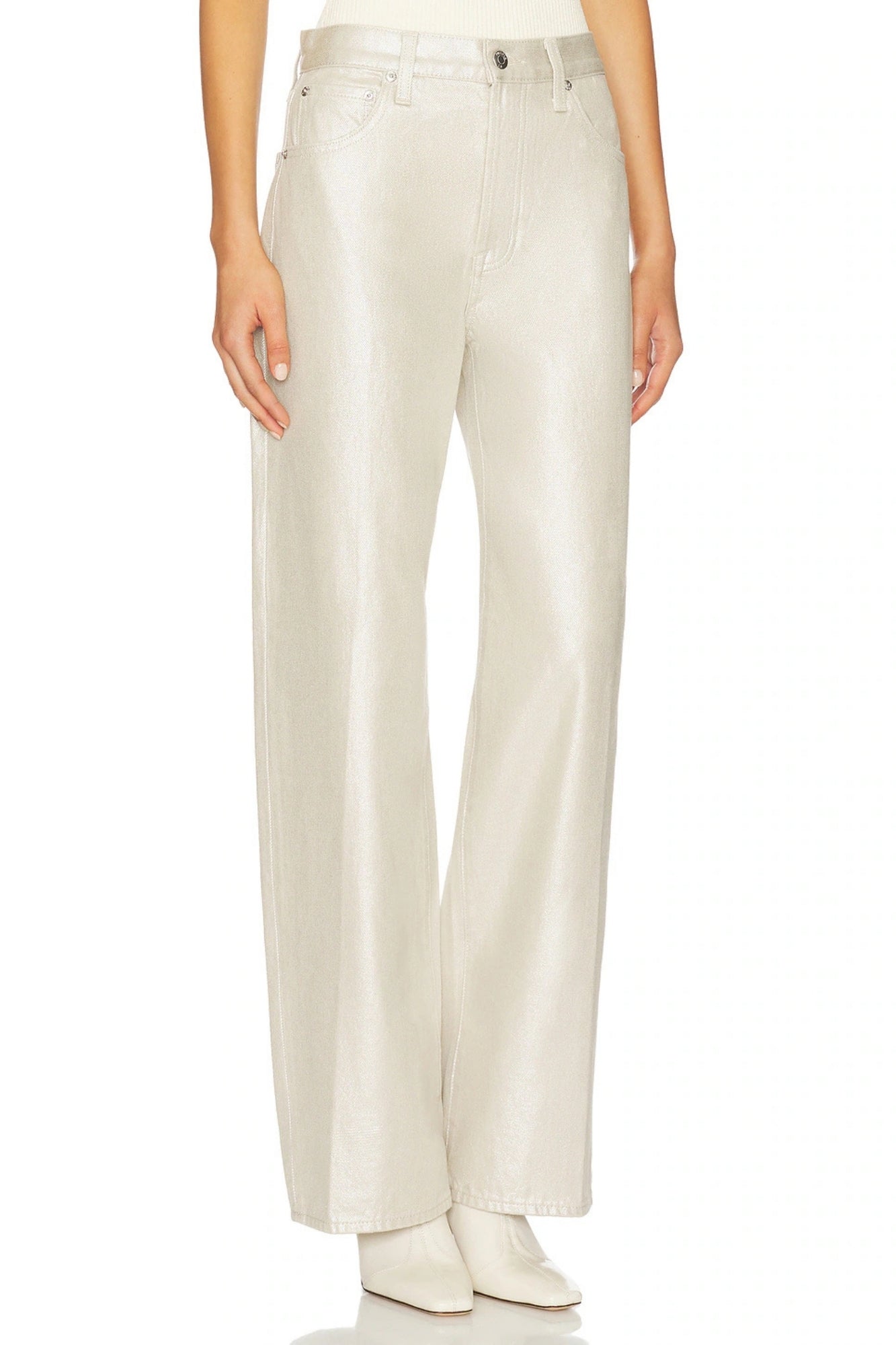 TATE HIGH RISE BOWED WIDE LEG CHAMPAGN PANT