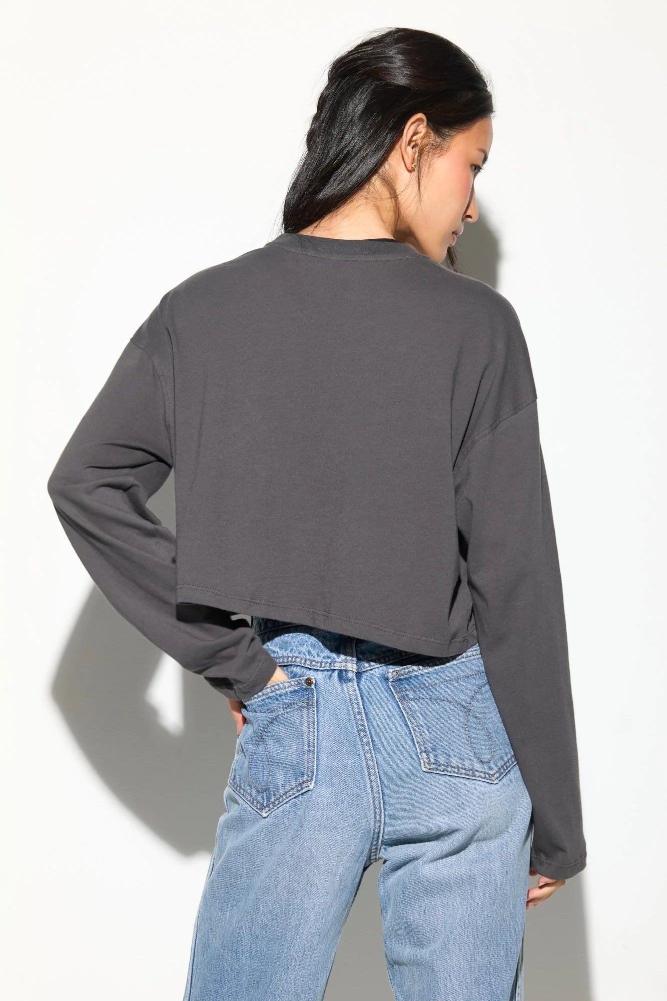 NAMASTE DREW LONG SLEEVE ASH TOP