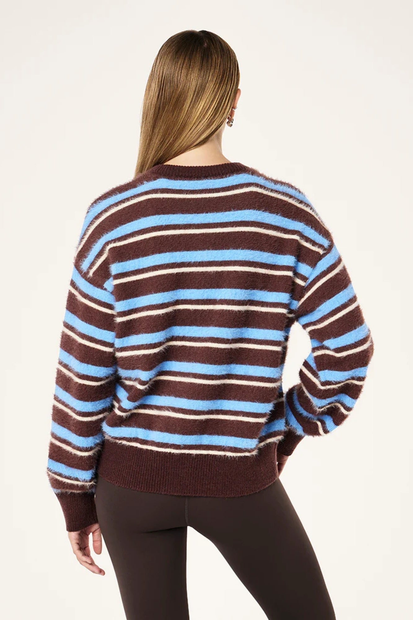 SABLE STRIPE KNIT BOMBER IN COFFEE STRIPE