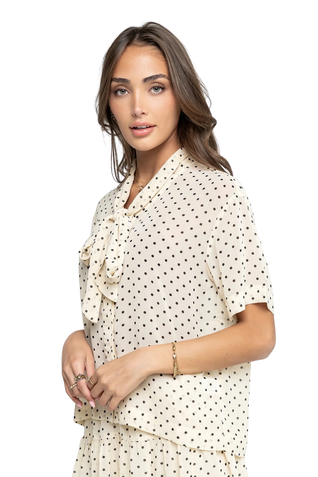 POLKA DOT RIBBON TIE TOP