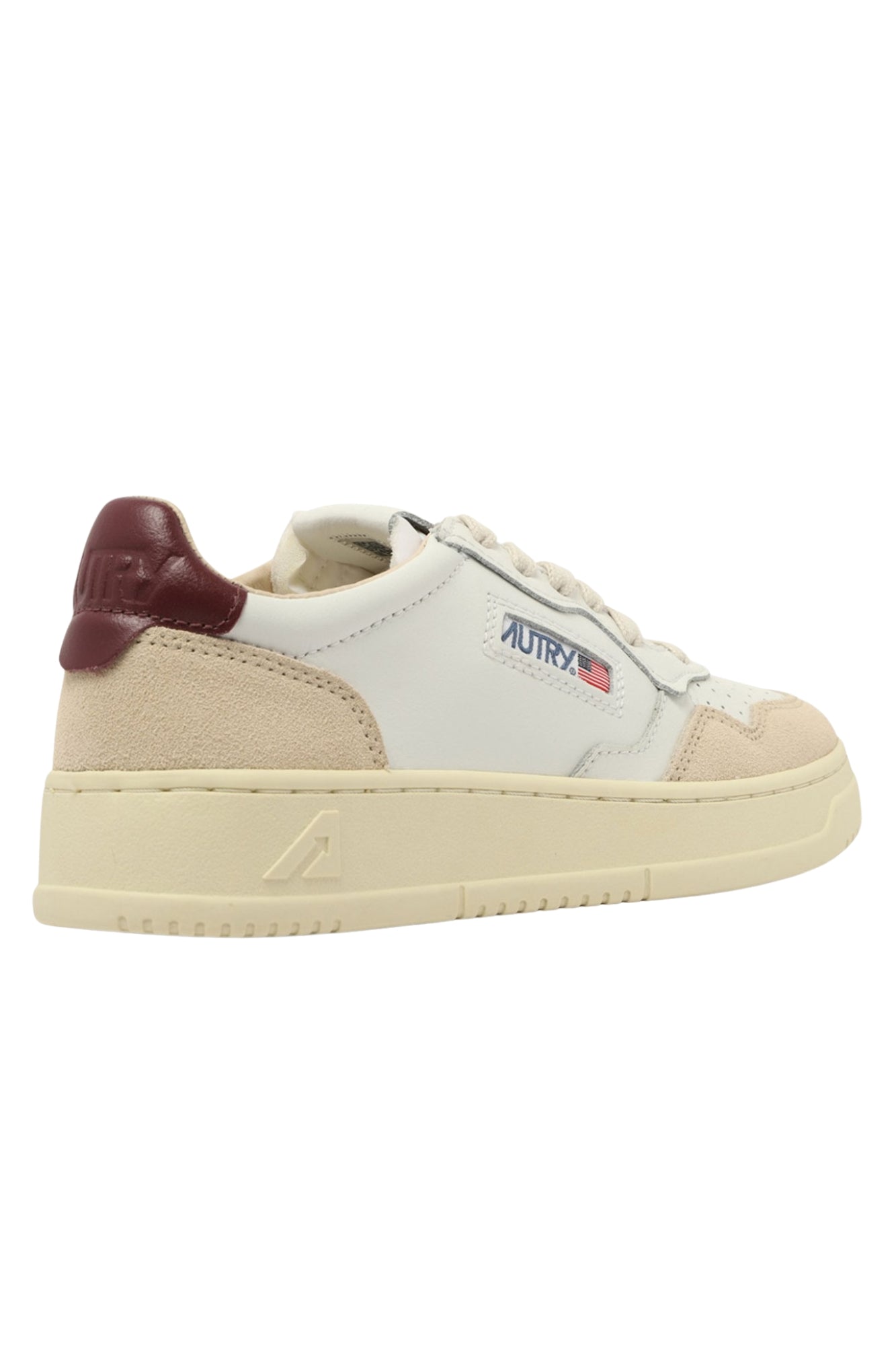 MEDALIST LOW SNEAKERS IN WHITE AND BURGUNDY SUEDE AND LEATHER
