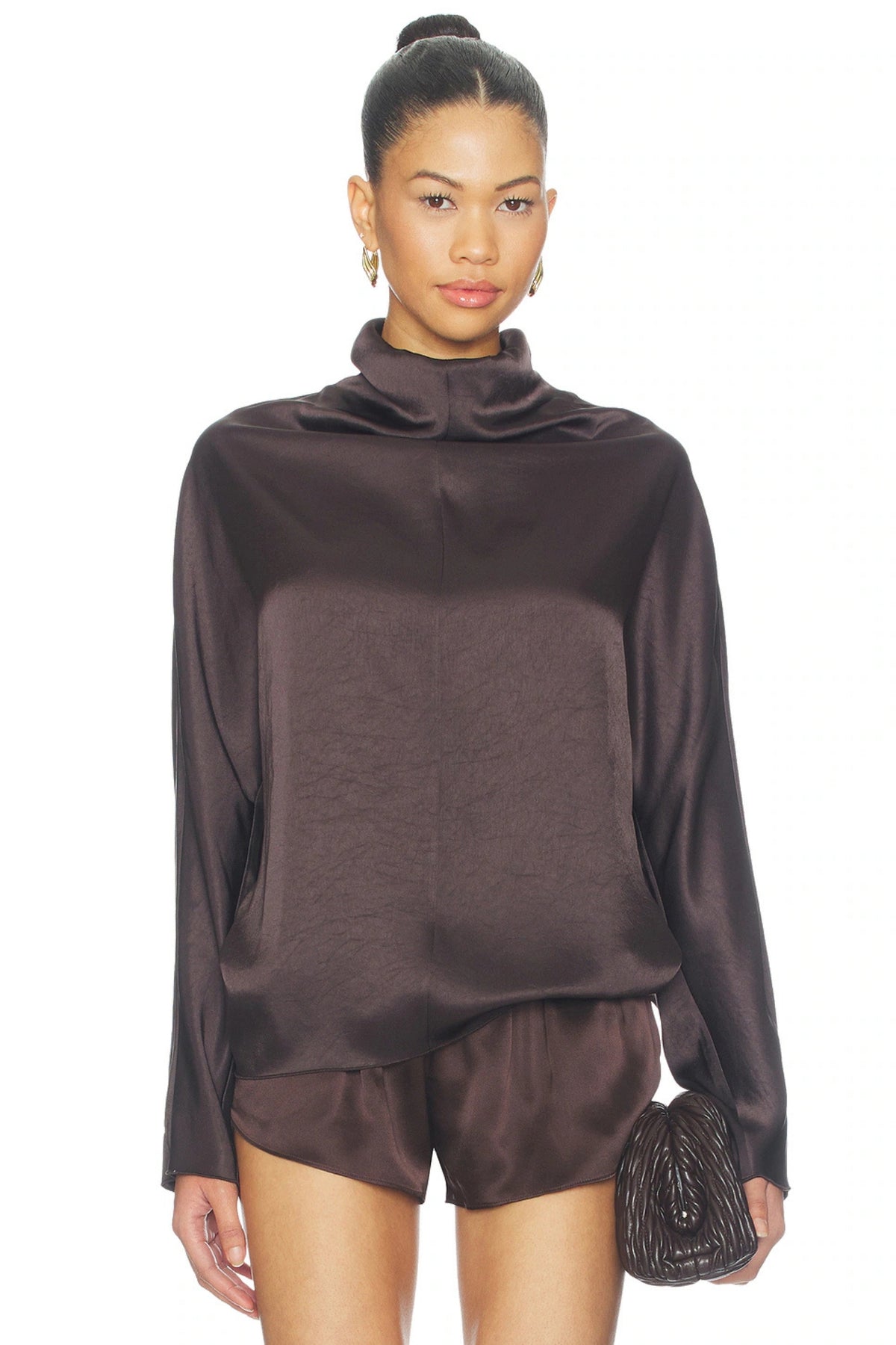 ILARIA DRAPED TOP IN ESPRESSO
