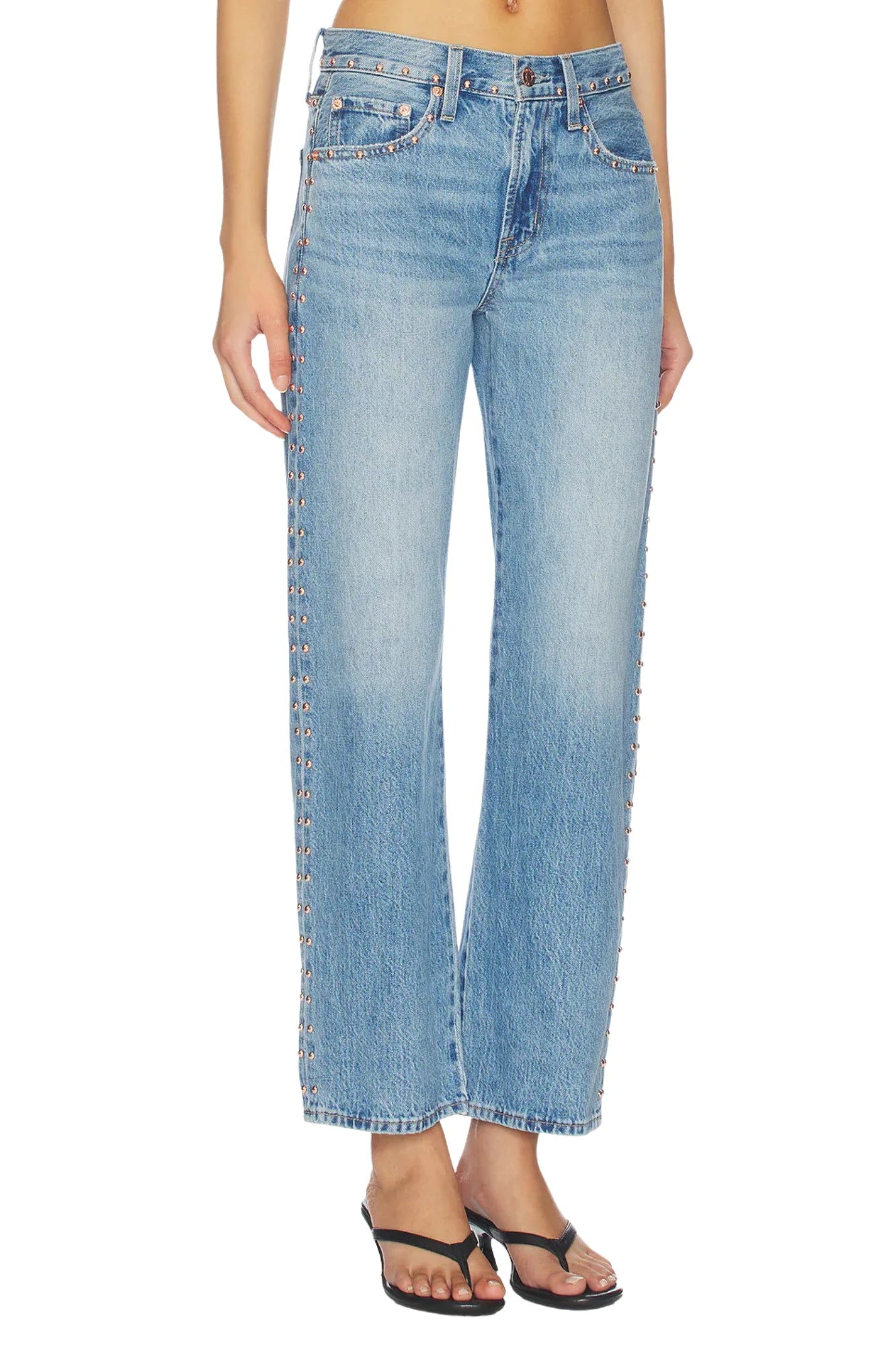 PETITE LEXI MID RISE BOWED STRAIGHT IN STAR STUDDED